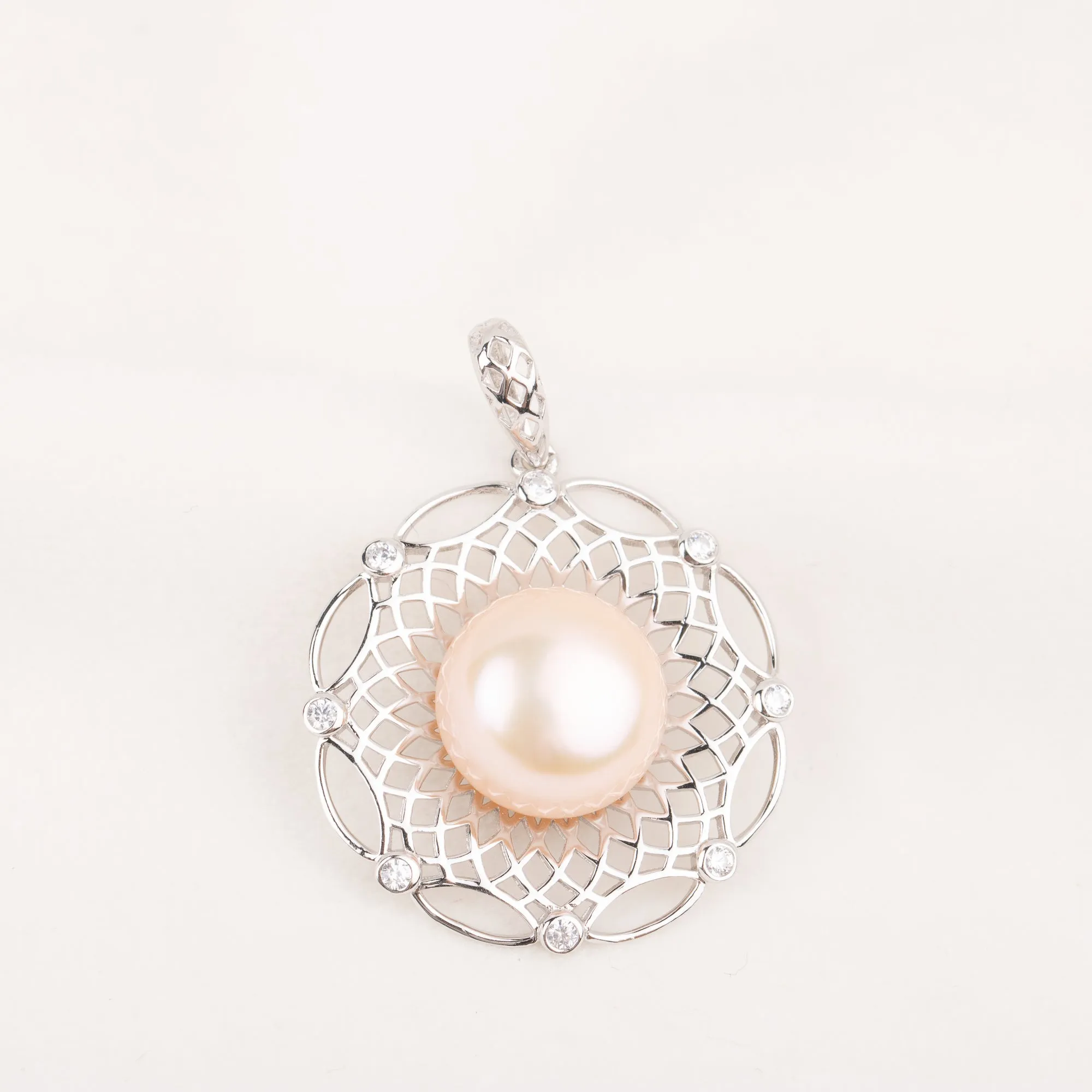 Pe010794 DIY 9-12mm Natural Freshwater pearl pendant accessory 925 sterling silver dream catcher jewelry necklace for women