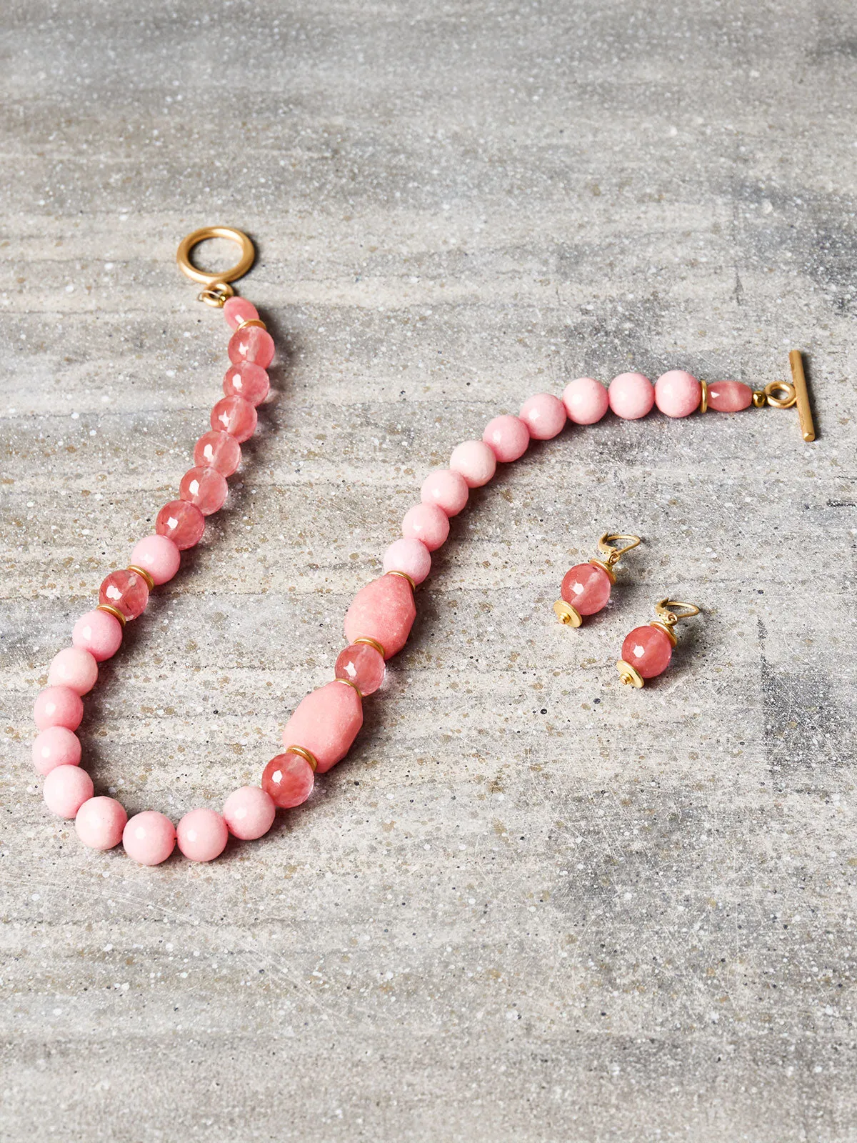 Peach Jade Mixed Media Necklace