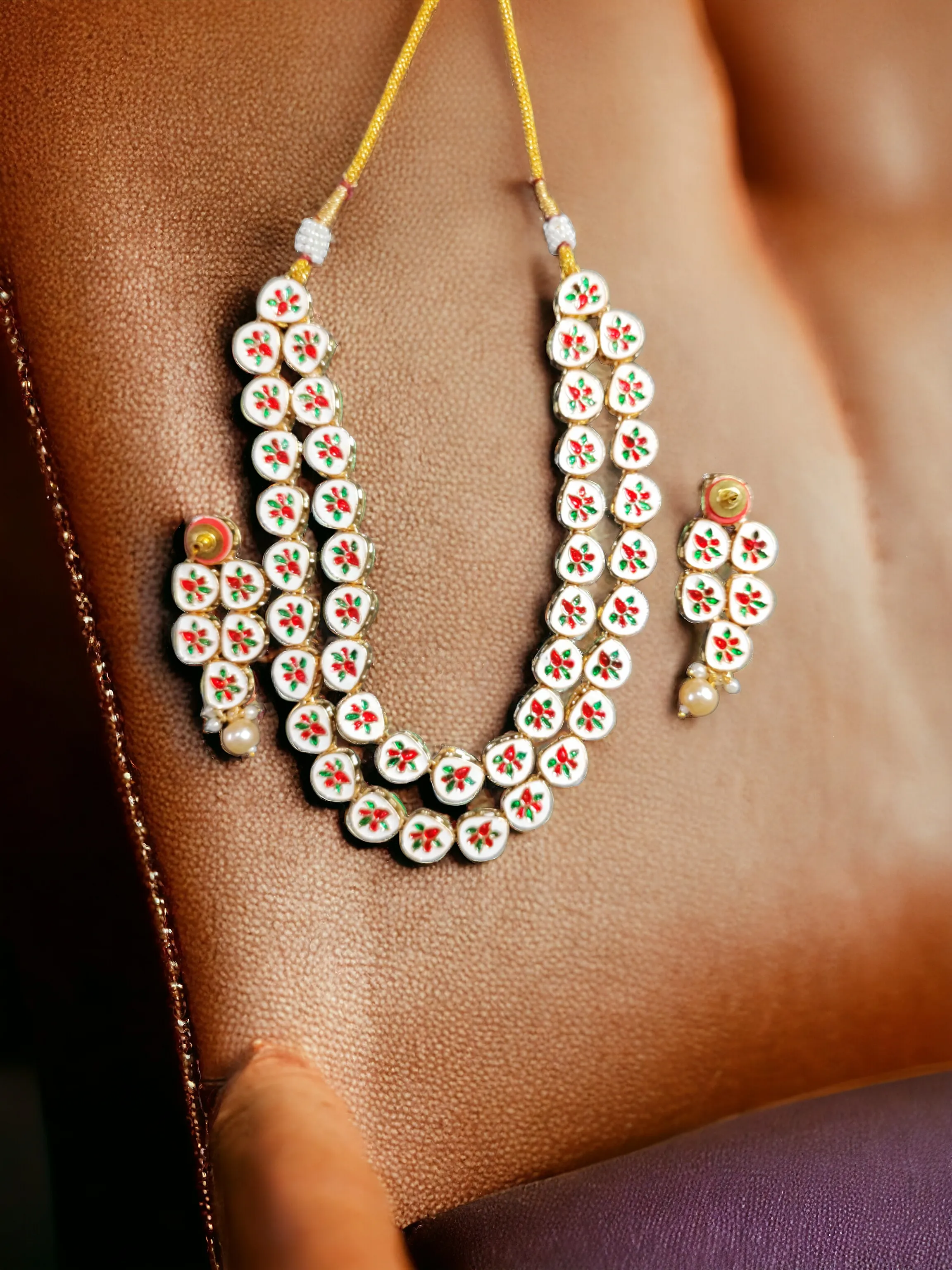 Pearlfect Reversable Regal Double Line Kundan Necklace Set