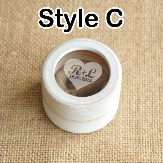 Personalized Wedding Ring Box - Custom Antique Style Ring Box -Wooden Engagement Ring Box Engraving - Customized Proposal Ring Box