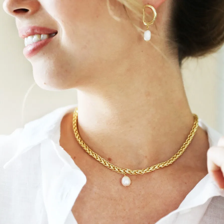 PETRA Freshwater Pearl Gold Chain Necklace