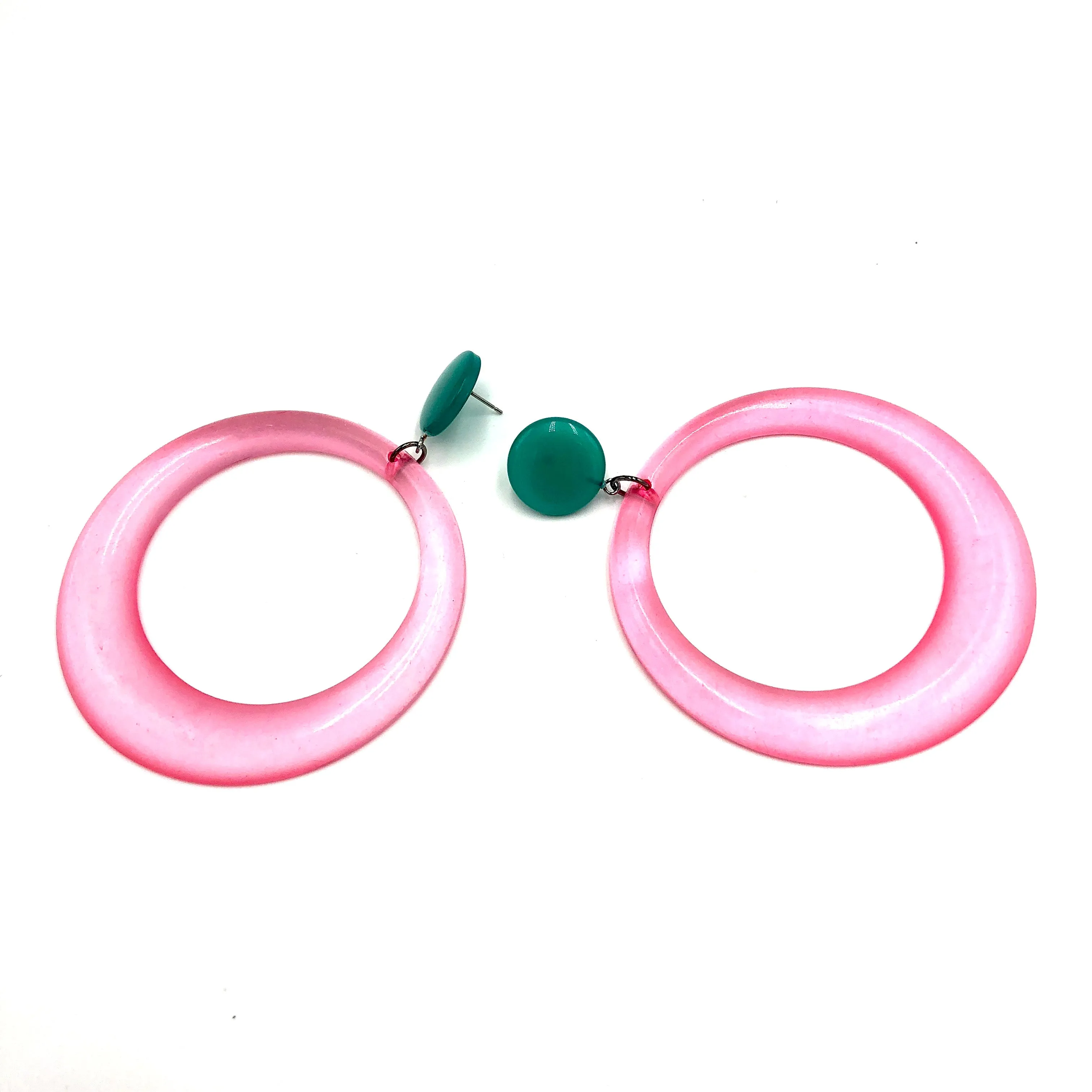 Pink & Emerald Moonglow Iris Earrings