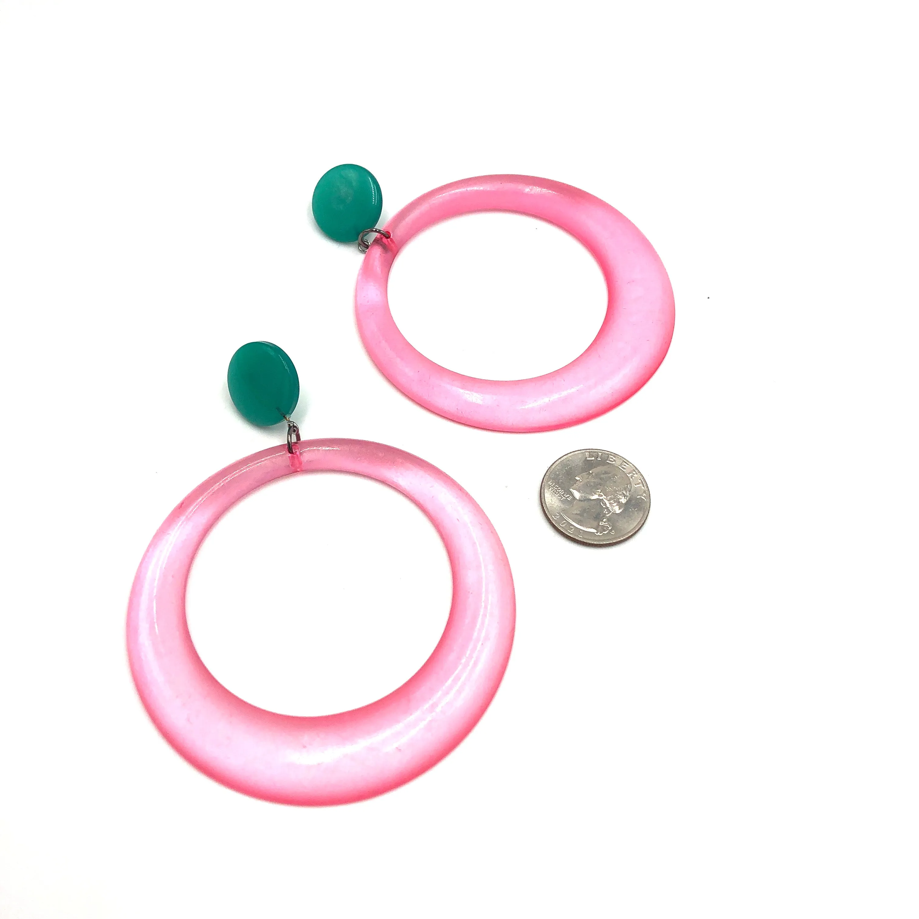 Pink & Emerald Moonglow Iris Earrings