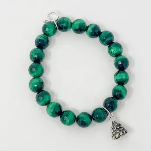 PowerBeads by Jen Petites Christmas Tree Green Jade Beaded Bracelet