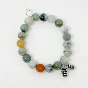 PowerBeads by jen Petites Juniper Jade with Silvertone Pinecone Duo