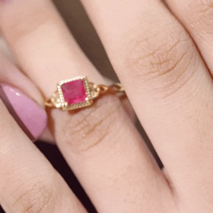 Princess Cut Ruby Solitaire Celtic Ring