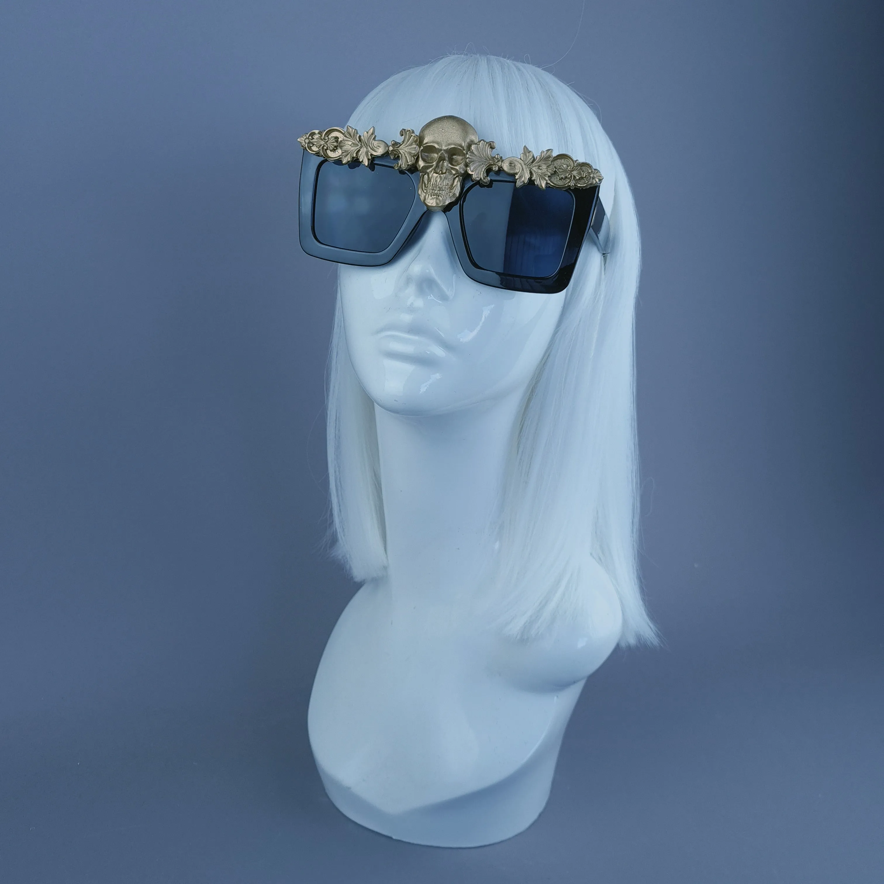 "Crowley" Gold Skull Filigree Unisex Sunglasses