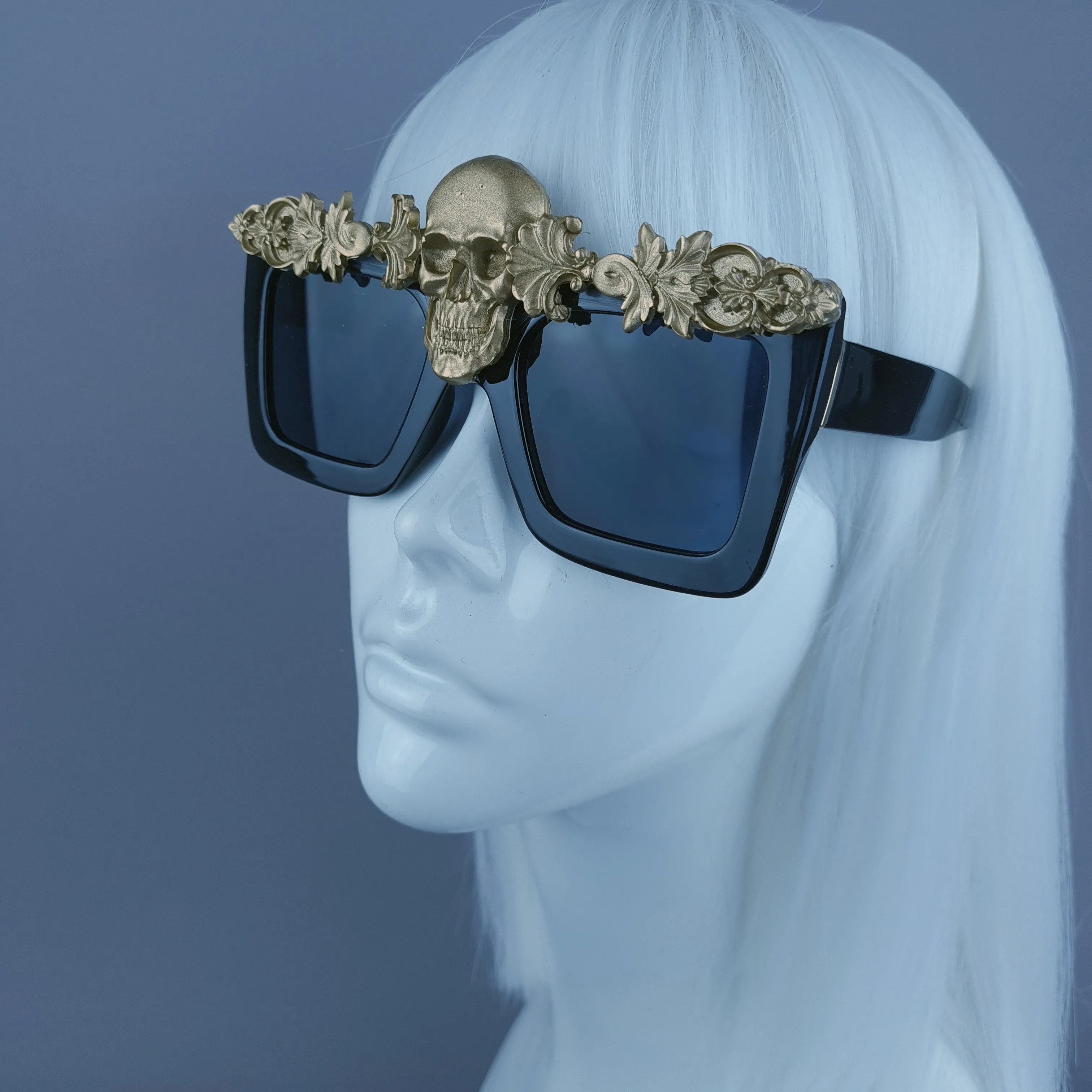 "Crowley" Gold Skull Filigree Unisex Sunglasses