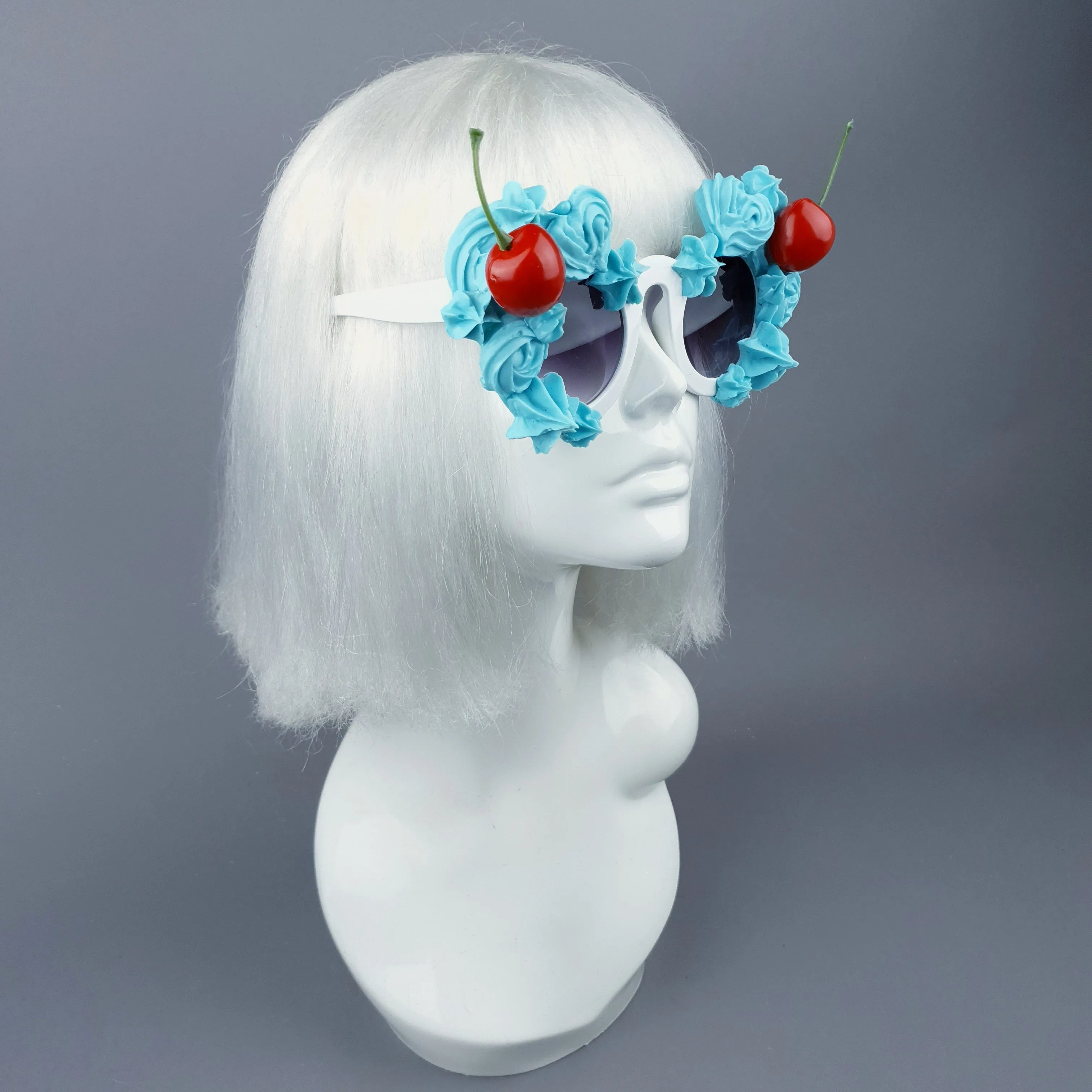 "Fondant" Pastel Blue Frosting Icing Cherry Sunglasses