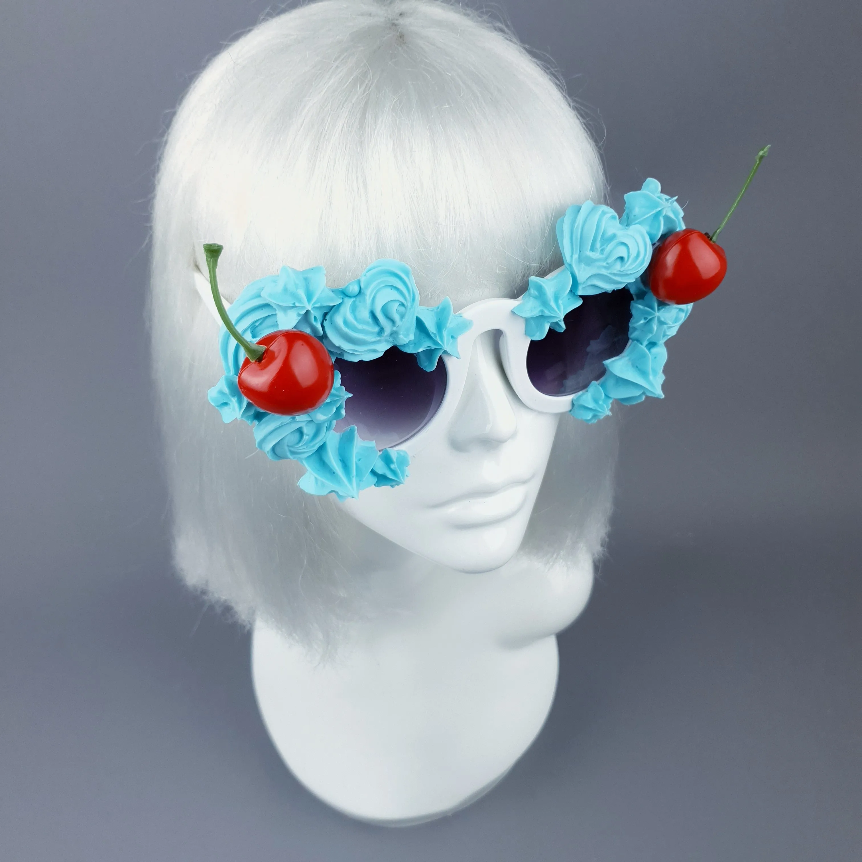 "Fondant" Pastel Blue Frosting Icing Cherry Sunglasses