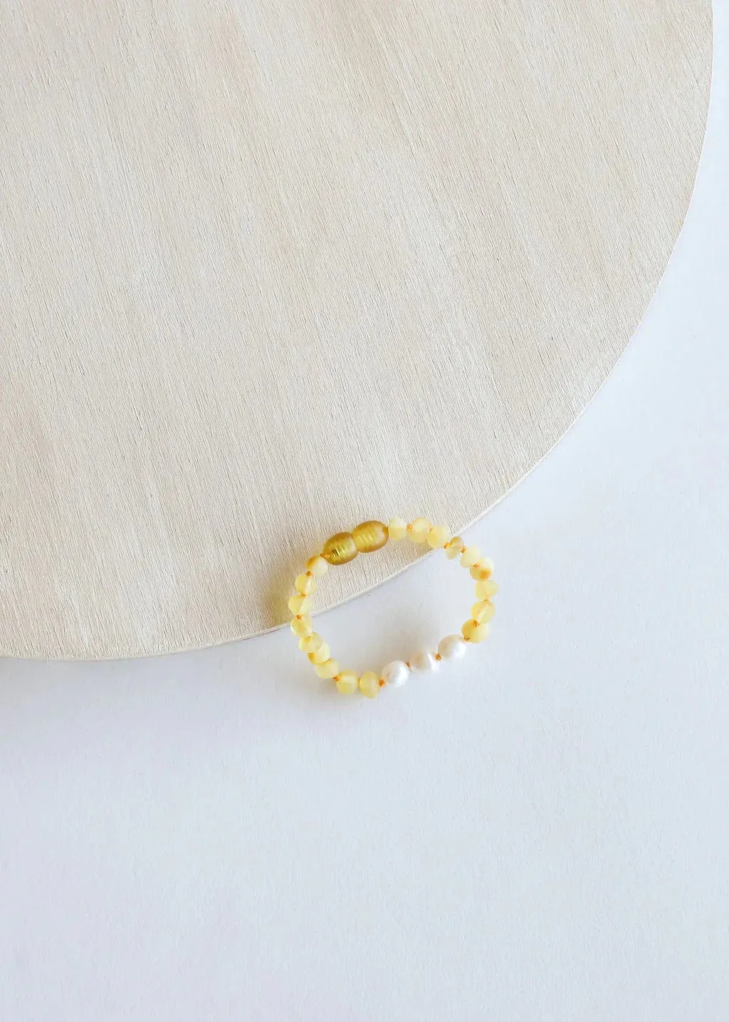 Raw Honey Baltic Amber   Pearl Bracelet