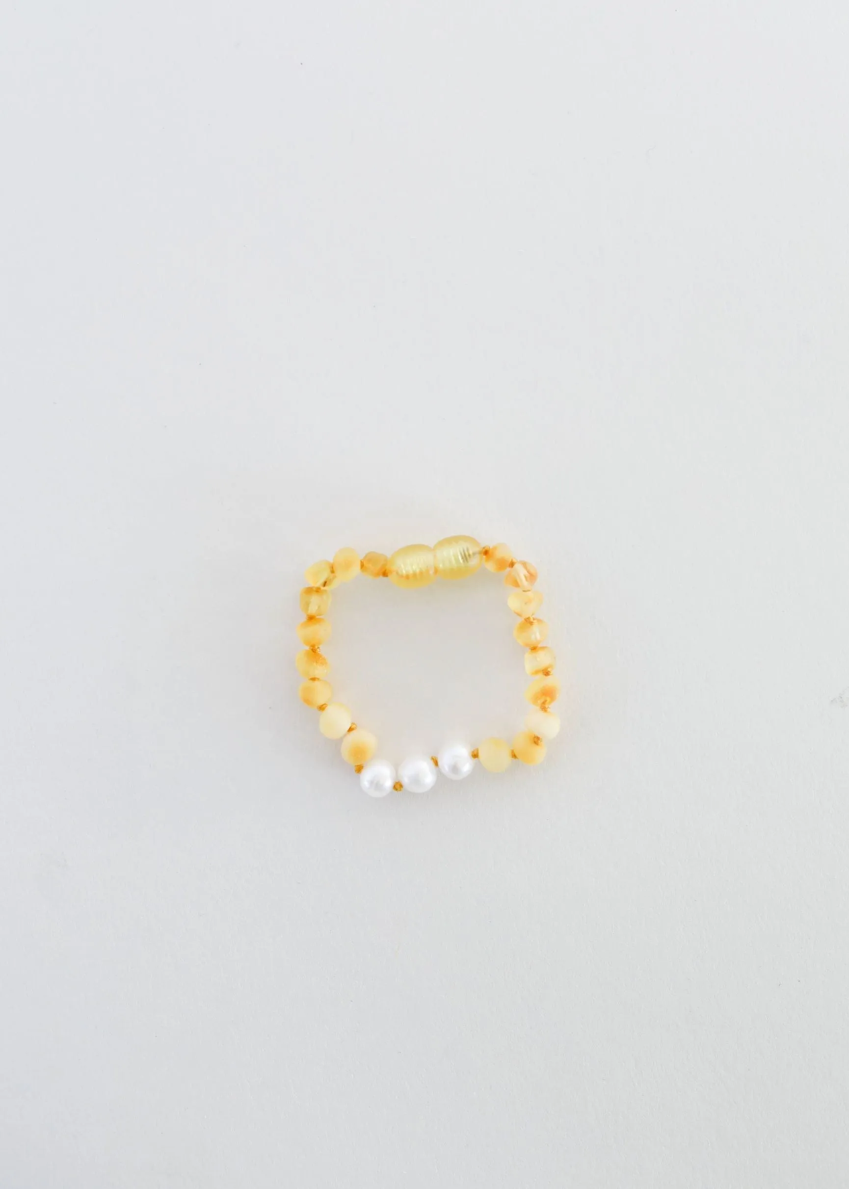Raw Honey Baltic Amber   Pearl Bracelet