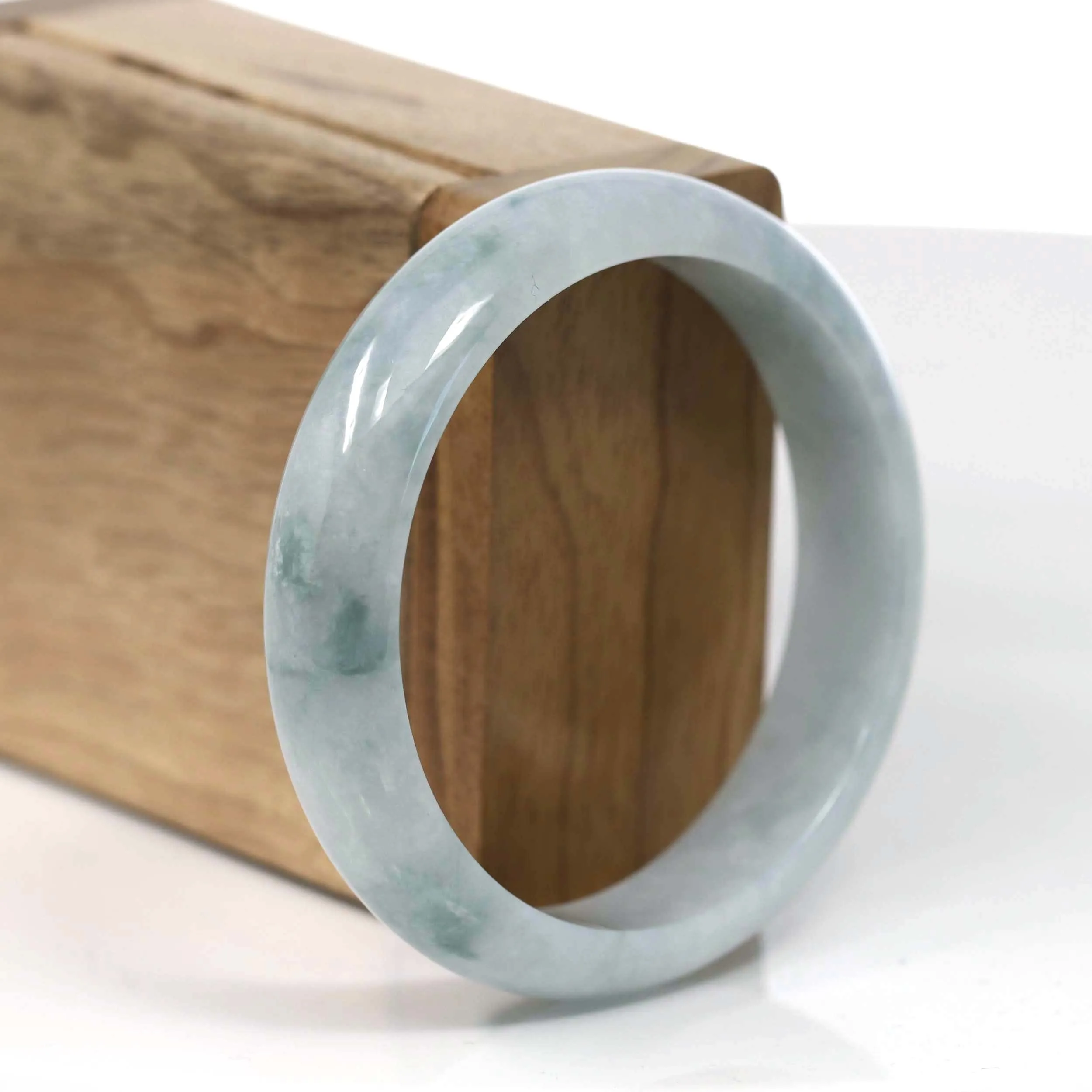 RealJade® Co. Genuine Blue Green Burmese Jadeite Jade Bangle Bracelet (57.40mm )#T123