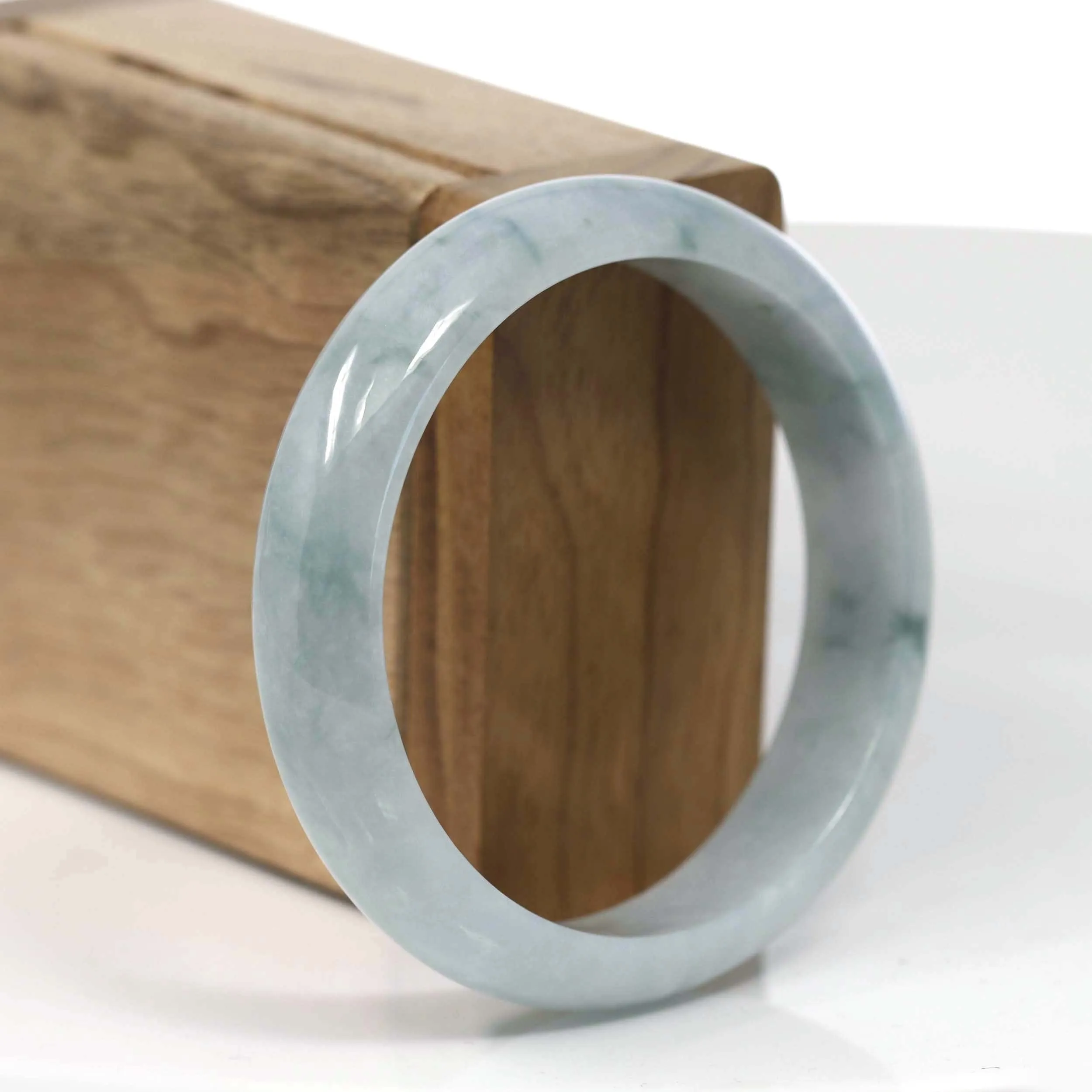 RealJade® Co. Genuine Blue Green Burmese Jadeite Jade Bangle Bracelet (57.40mm )#T123