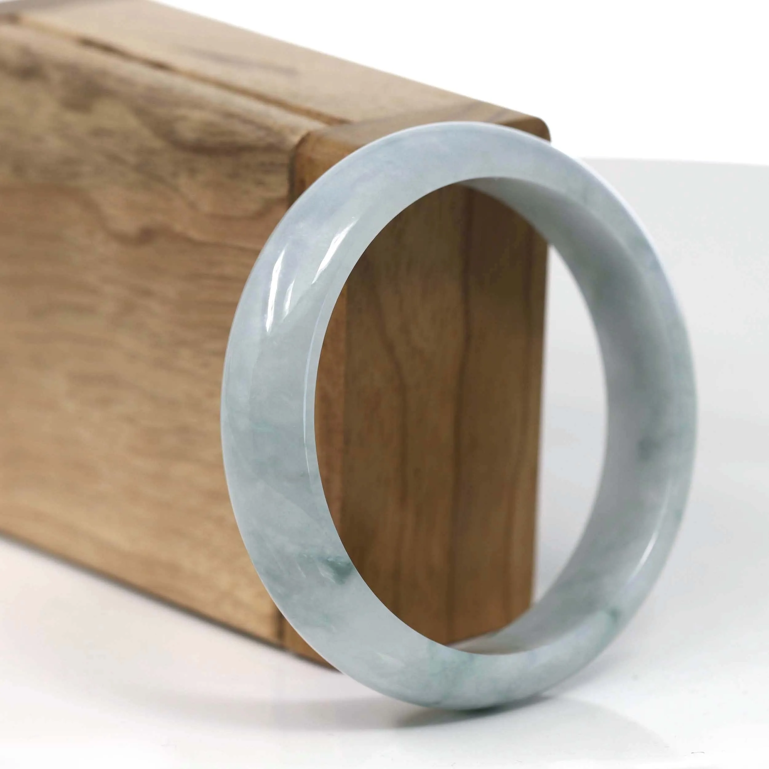 RealJade® Co. Genuine Blue Green Burmese Jadeite Jade Bangle Bracelet (57.40mm )#T123