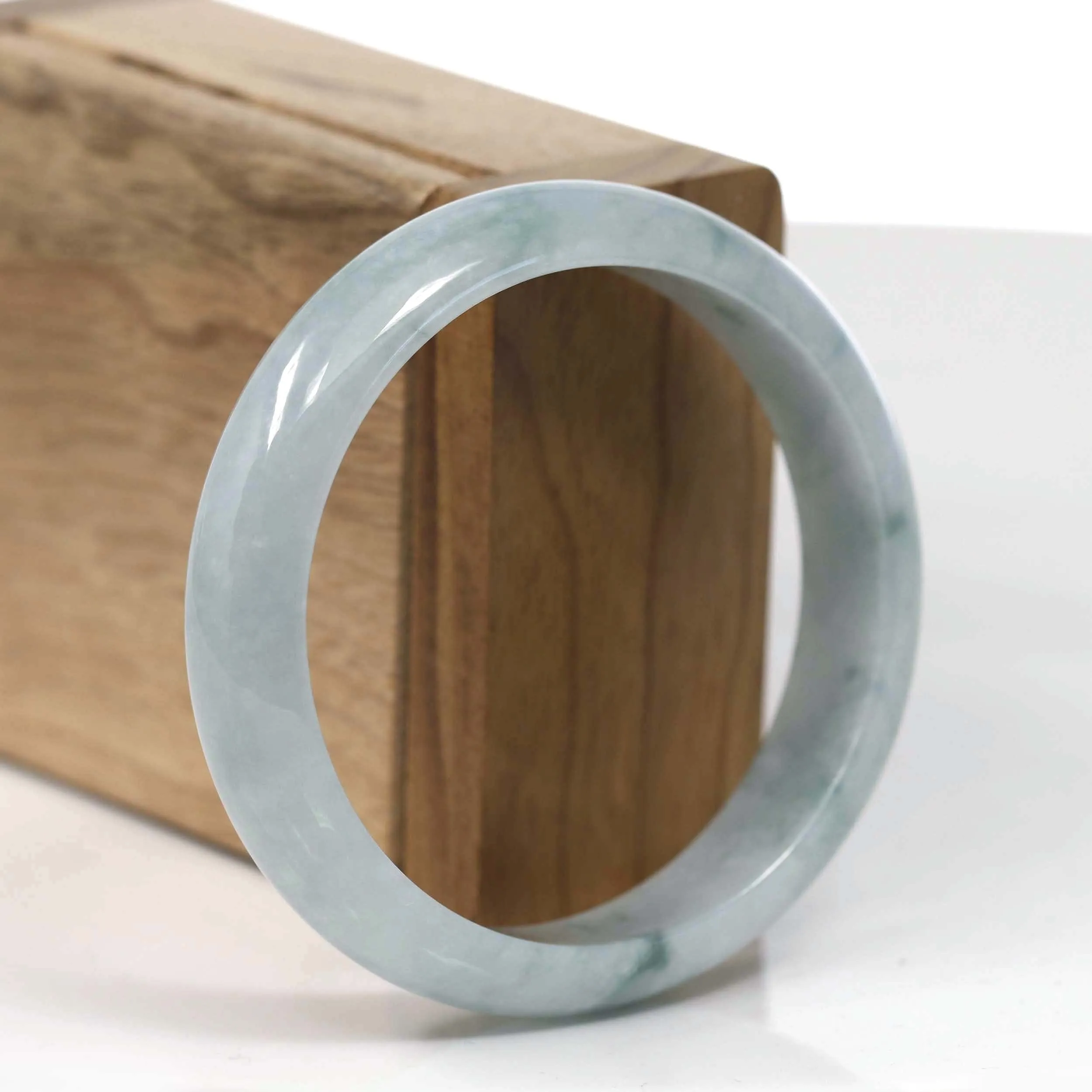 RealJade® Co. Genuine Blue Green Burmese Jadeite Jade Bangle Bracelet (57.40mm )#T123