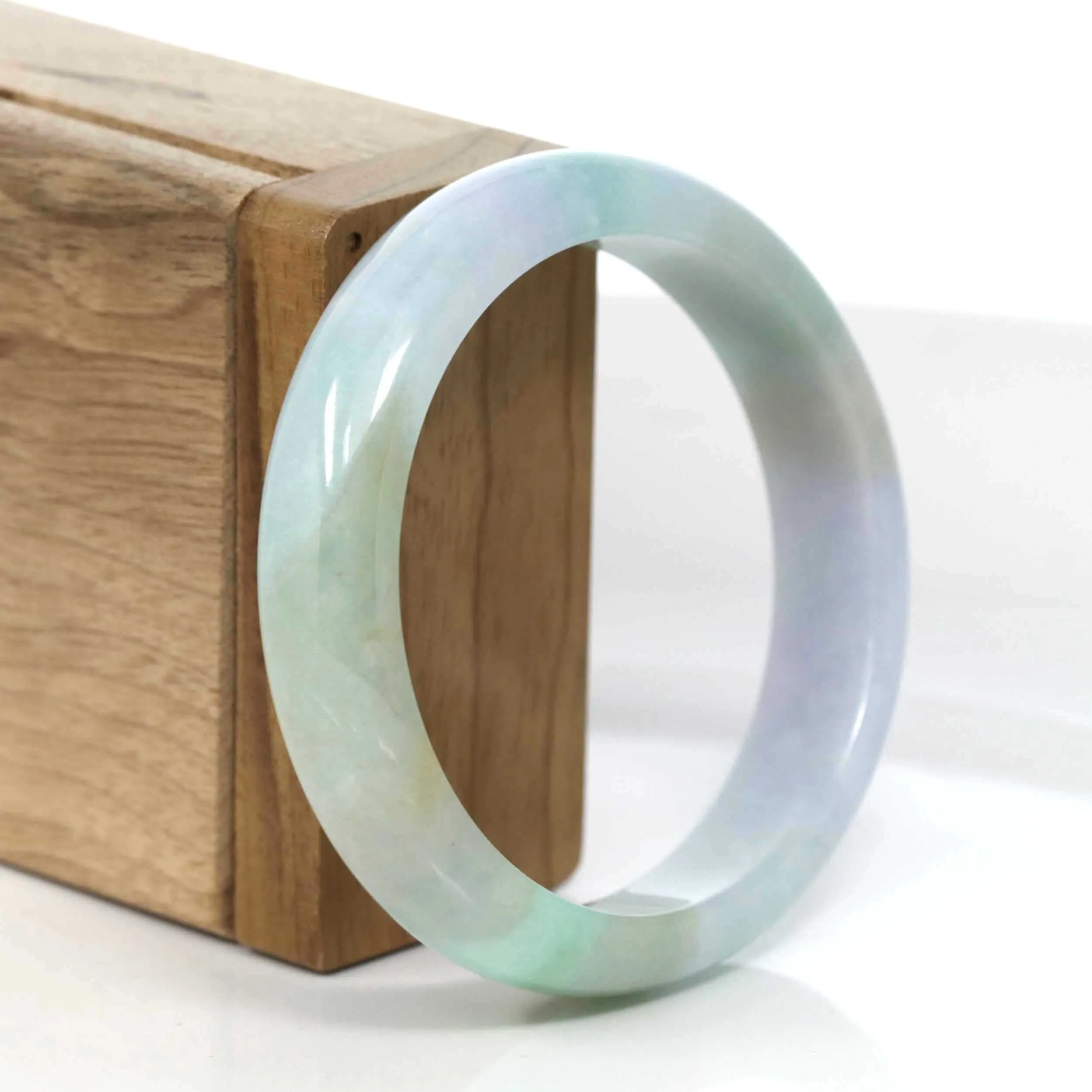 RealJade® Co. Lavender-Green Natural Burmese Jadeite Jade Bangle (56.62mm) #968