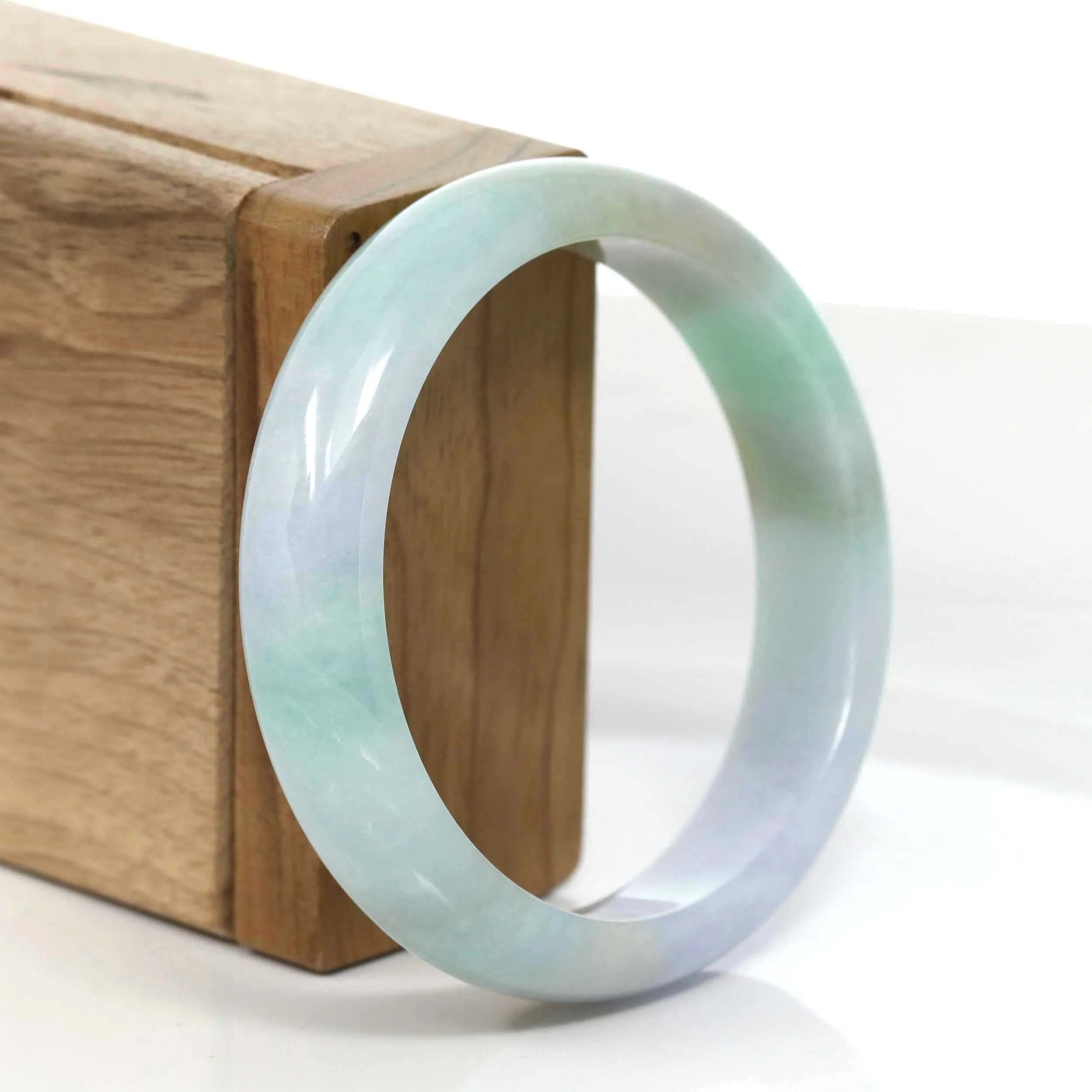 RealJade® Co. Lavender-Green Natural Burmese Jadeite Jade Bangle (56.62mm) #968