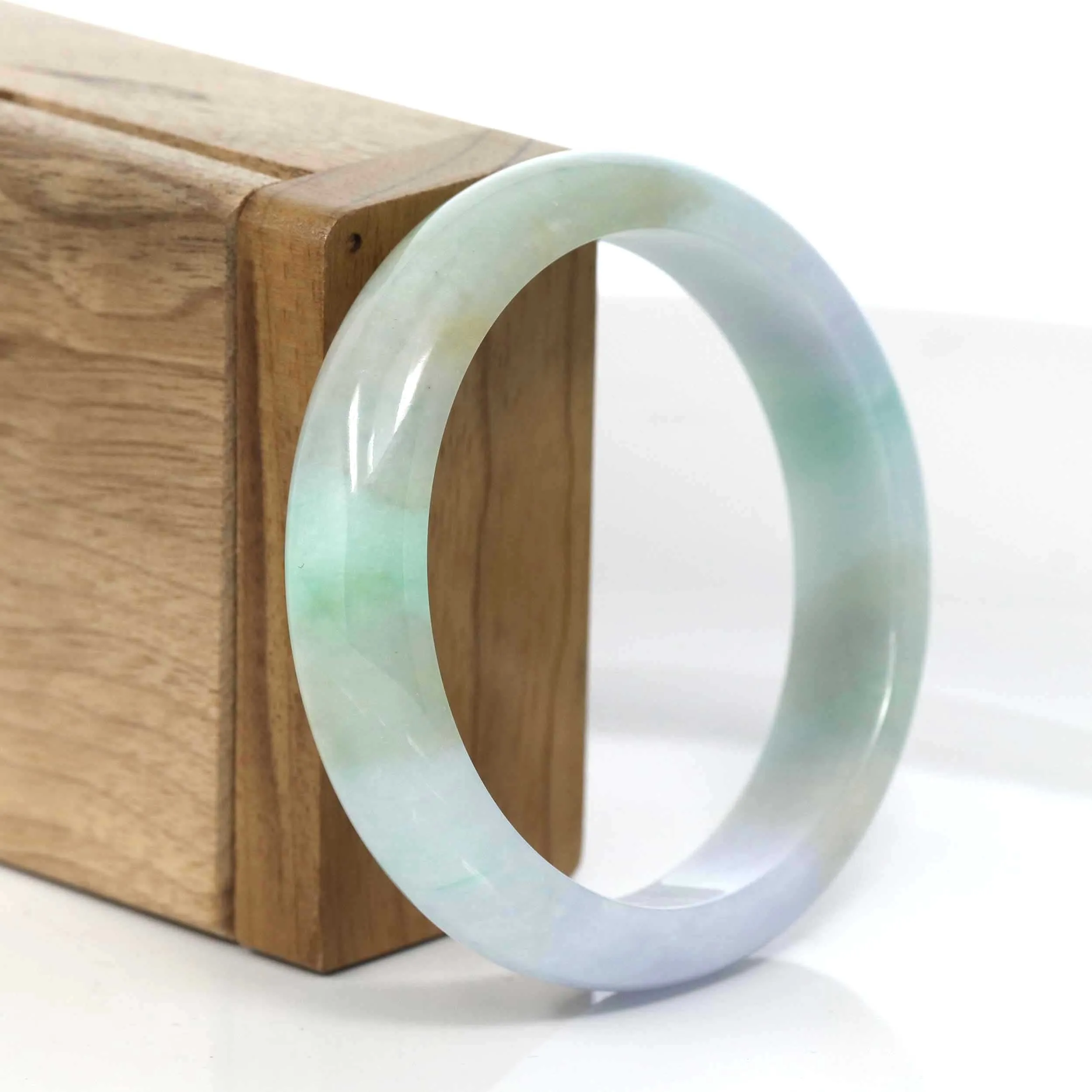 RealJade® Co. Lavender-Green Natural Burmese Jadeite Jade Bangle (56.62mm) #968