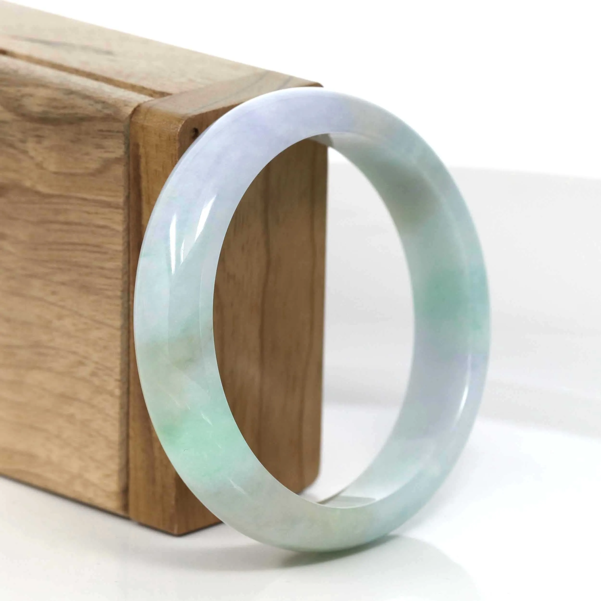 RealJade® Co. Lavender-Green Natural Burmese Jadeite Jade Bangle (56.62mm) #968