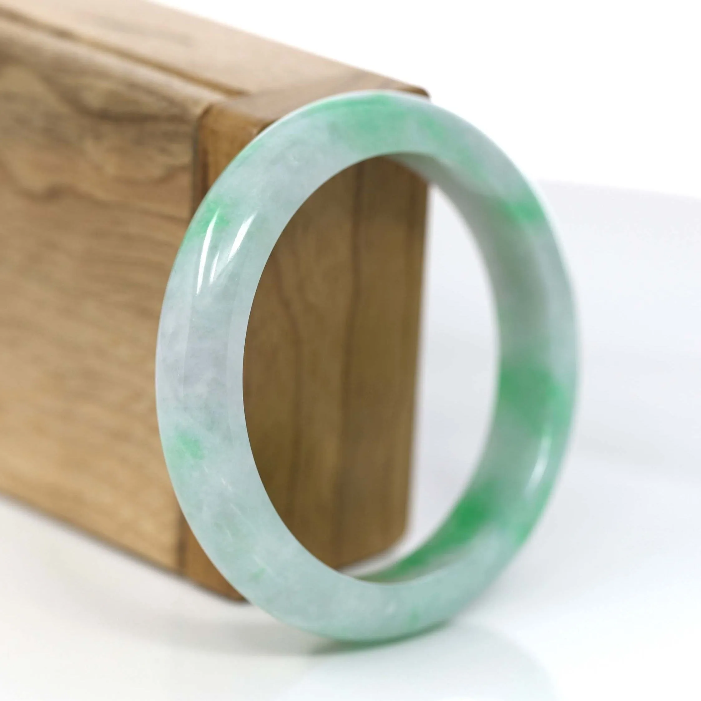 RealJade® Co. "Classic Bangle" Genuine Jadeite Jade Green Bangle Bracelet (55.93mm)#874