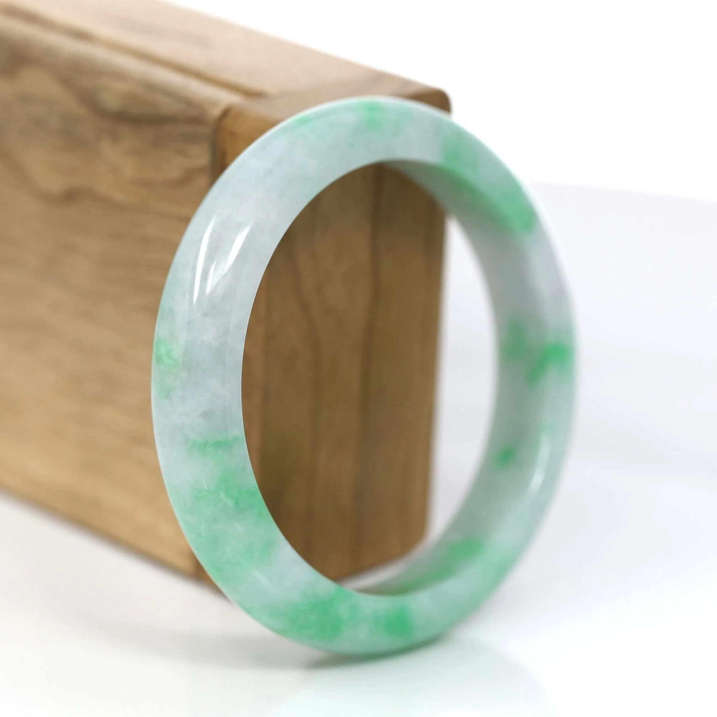 RealJade® Co. "Classic Bangle" Genuine Jadeite Jade Green Bangle Bracelet (55.93mm)#874