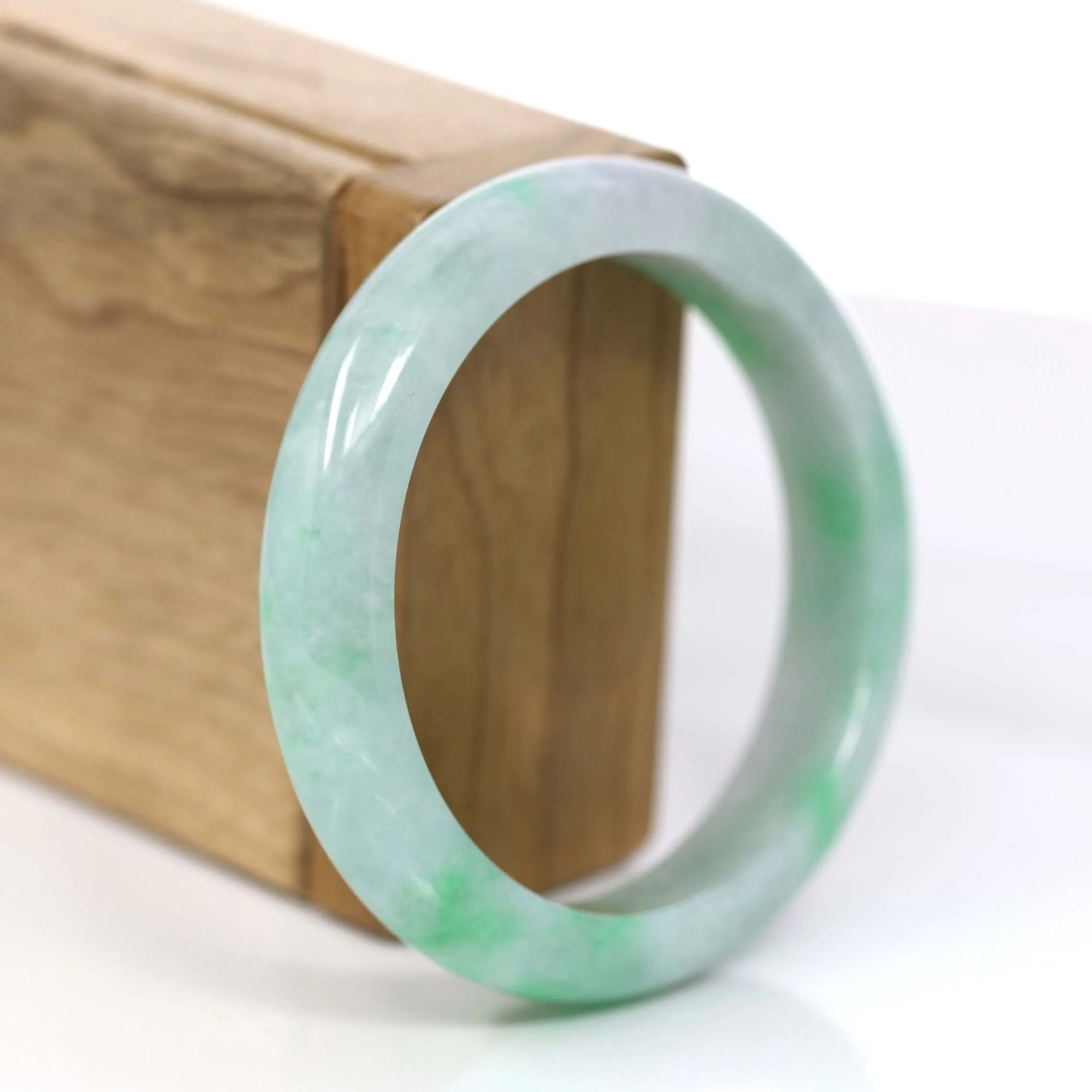 RealJade® Co. "Classic Bangle" Genuine Jadeite Jade Green Bangle Bracelet (55.93mm)#874