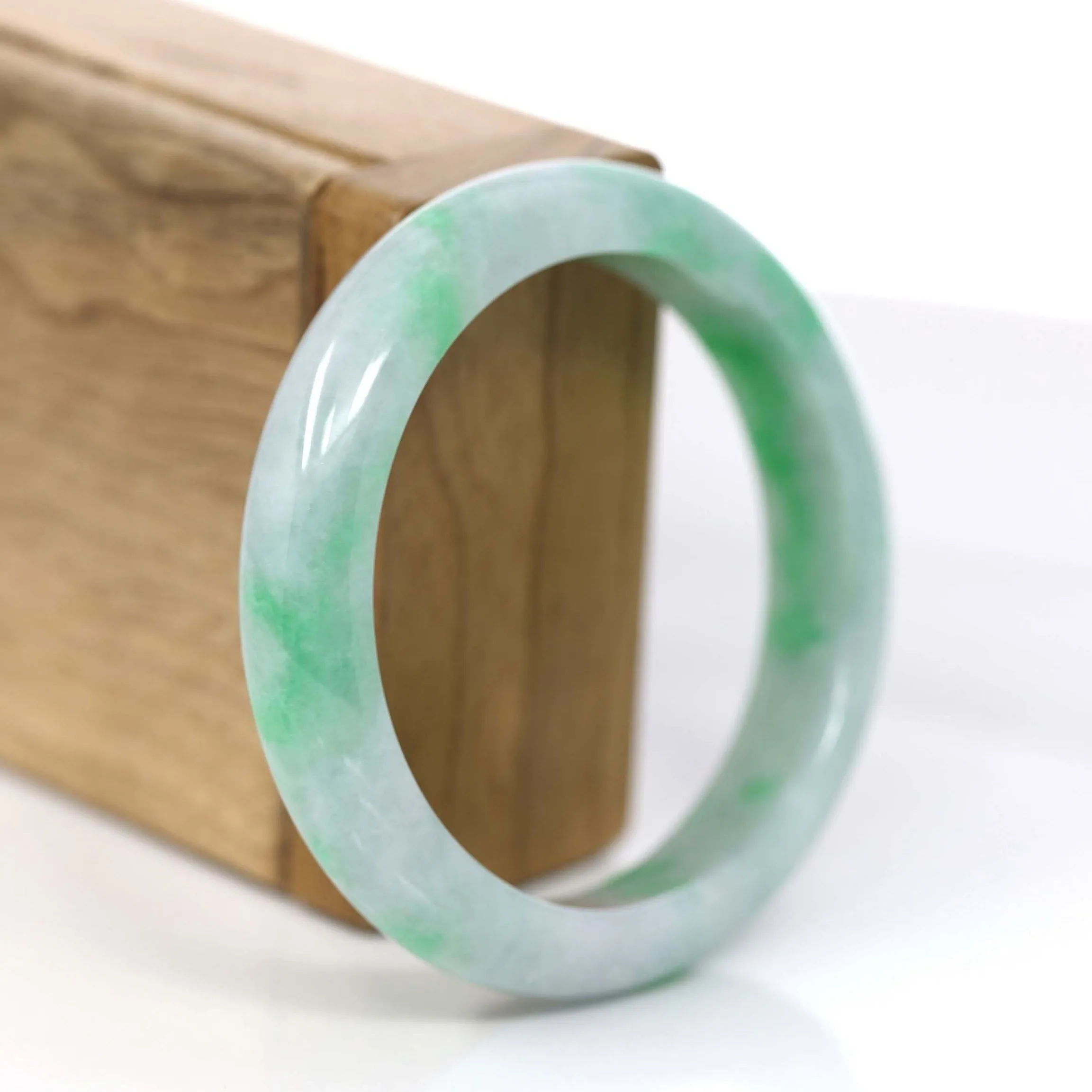 RealJade® Co. "Classic Bangle" Genuine Jadeite Jade Green Bangle Bracelet (55.93mm)#874