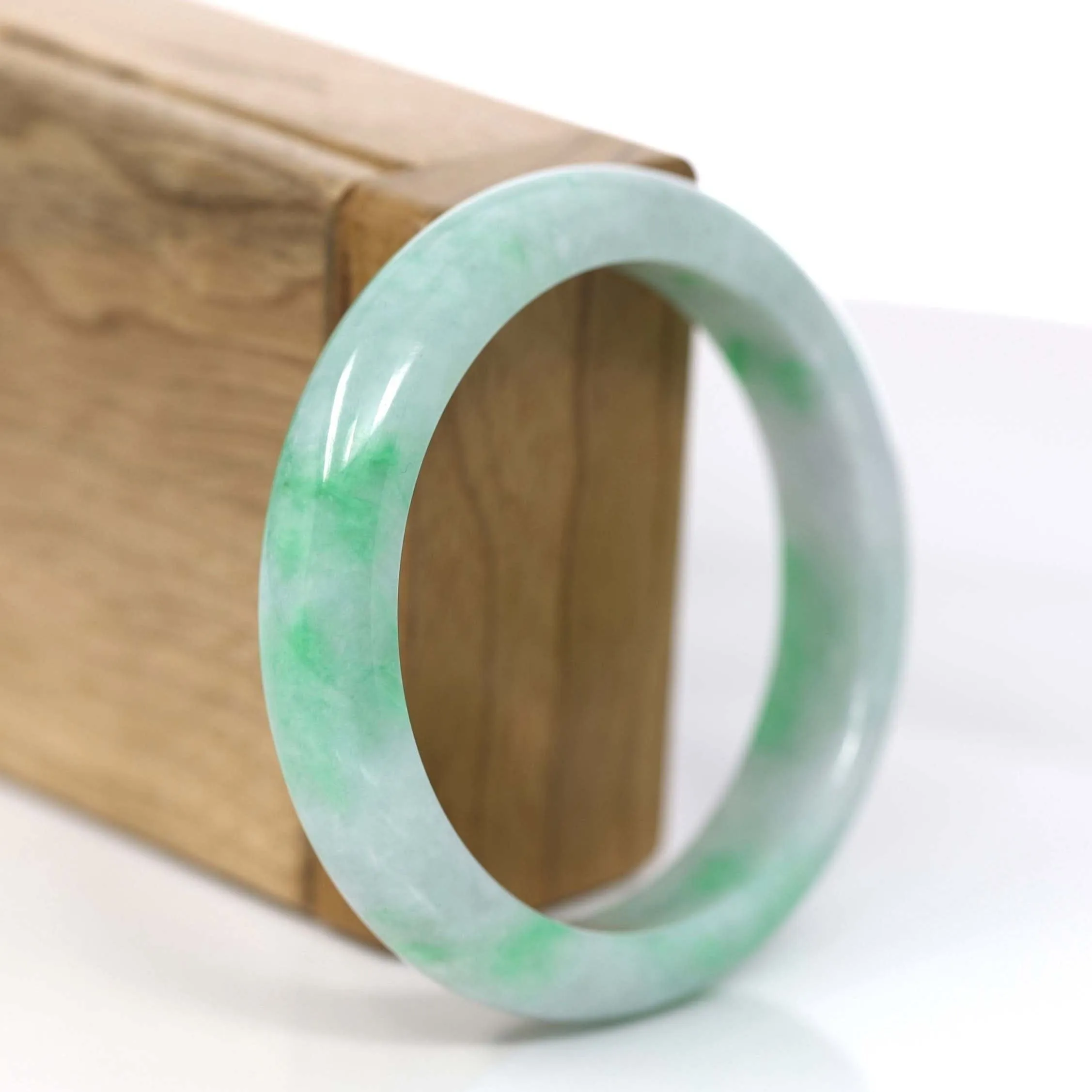 RealJade® Co. "Classic Bangle" Genuine Jadeite Jade Green Bangle Bracelet (55.93mm)#874