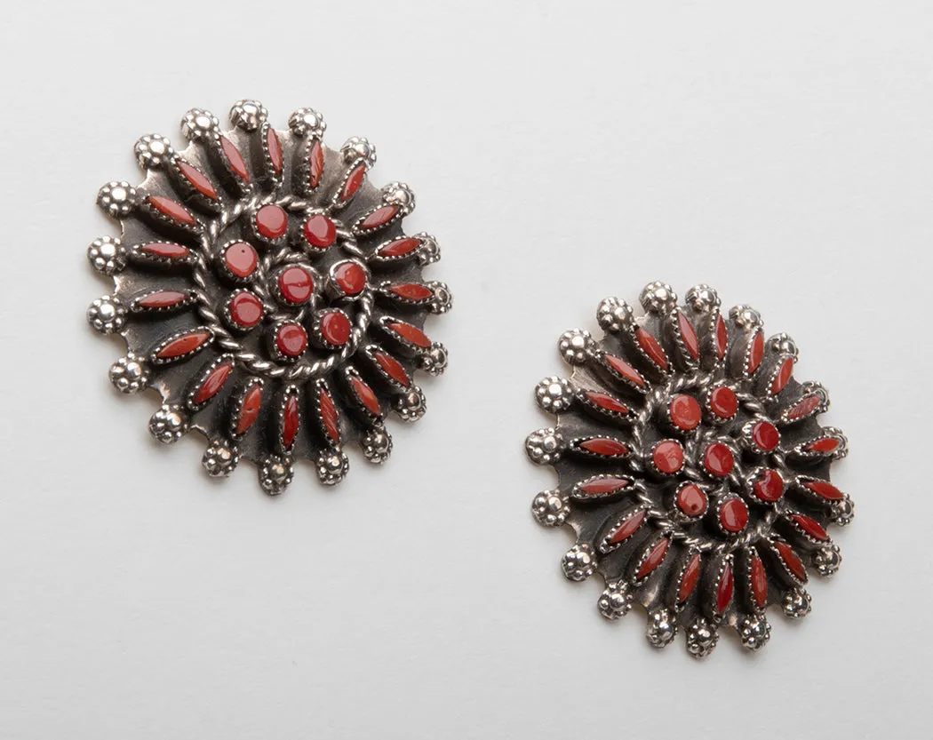 Red Coral Petit Point Earrings