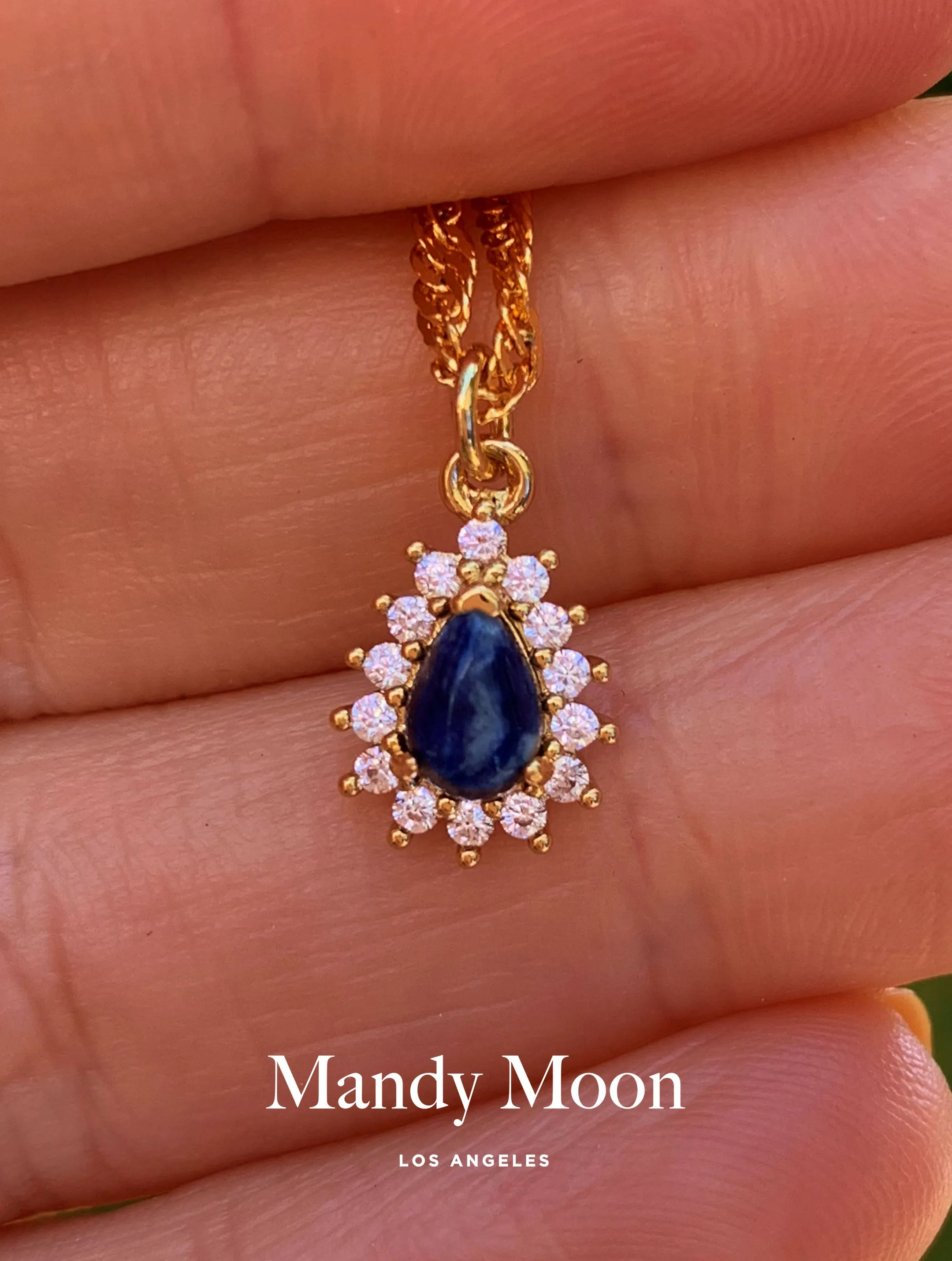 Regal Blue Teardrop Necklace