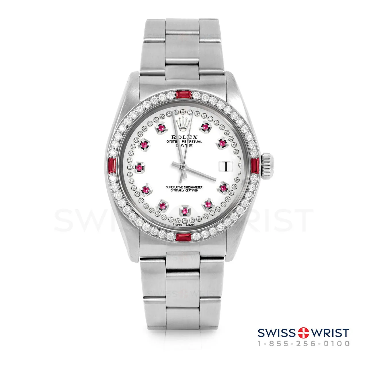 Rolex Date 34mm | 1500-SS-WHT-STRR-4RBY-OYS