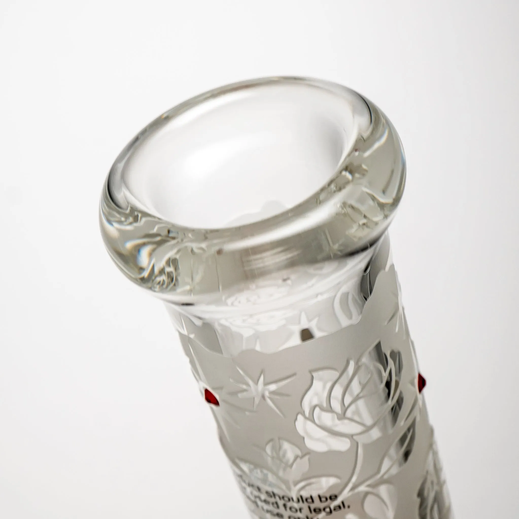 ROOR.US - 14" Custom Sandblasted Beaker - 50x9 - Swarovski - Roses