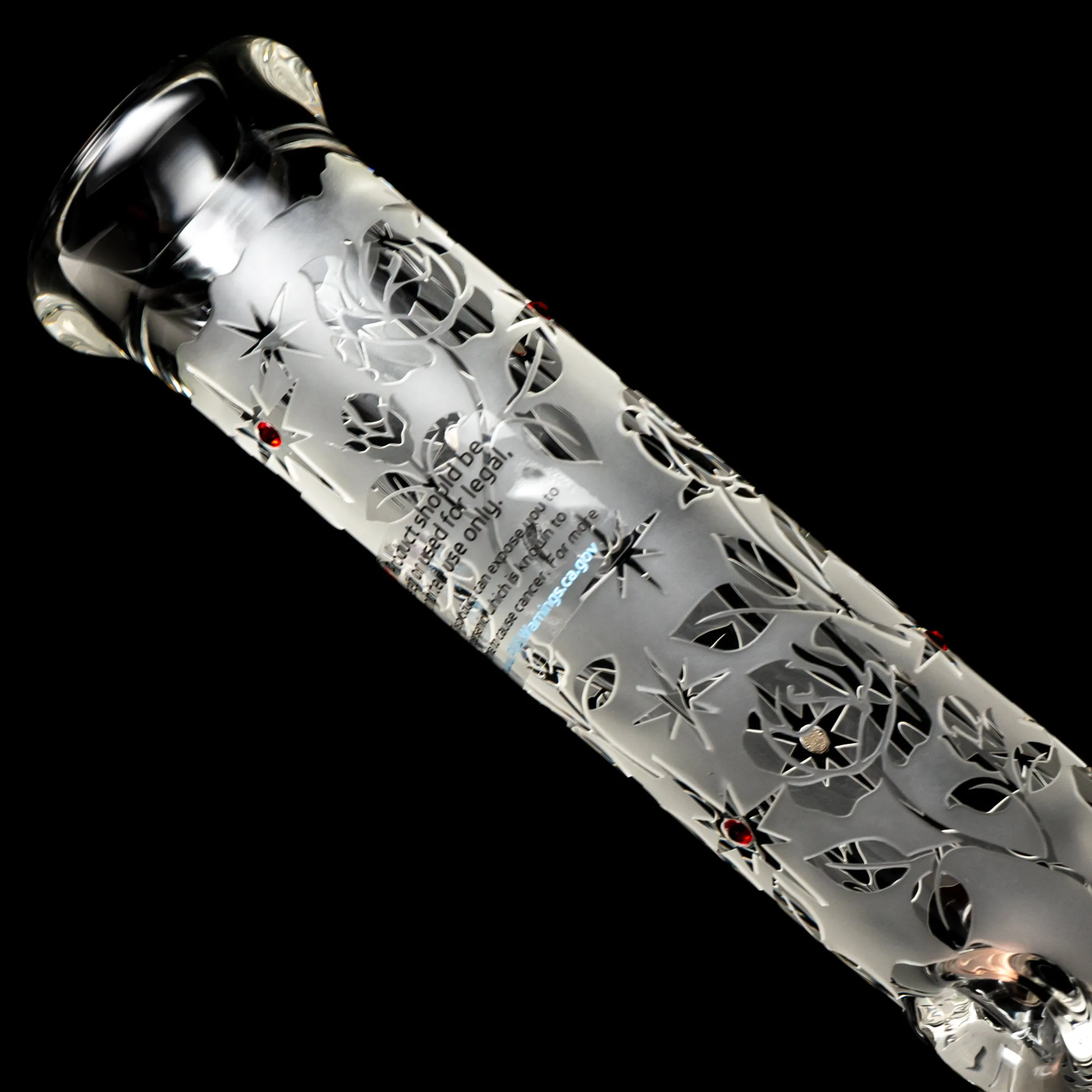 ROOR.US - 14" Custom Sandblasted Beaker - 50x9 - Swarovski - Roses