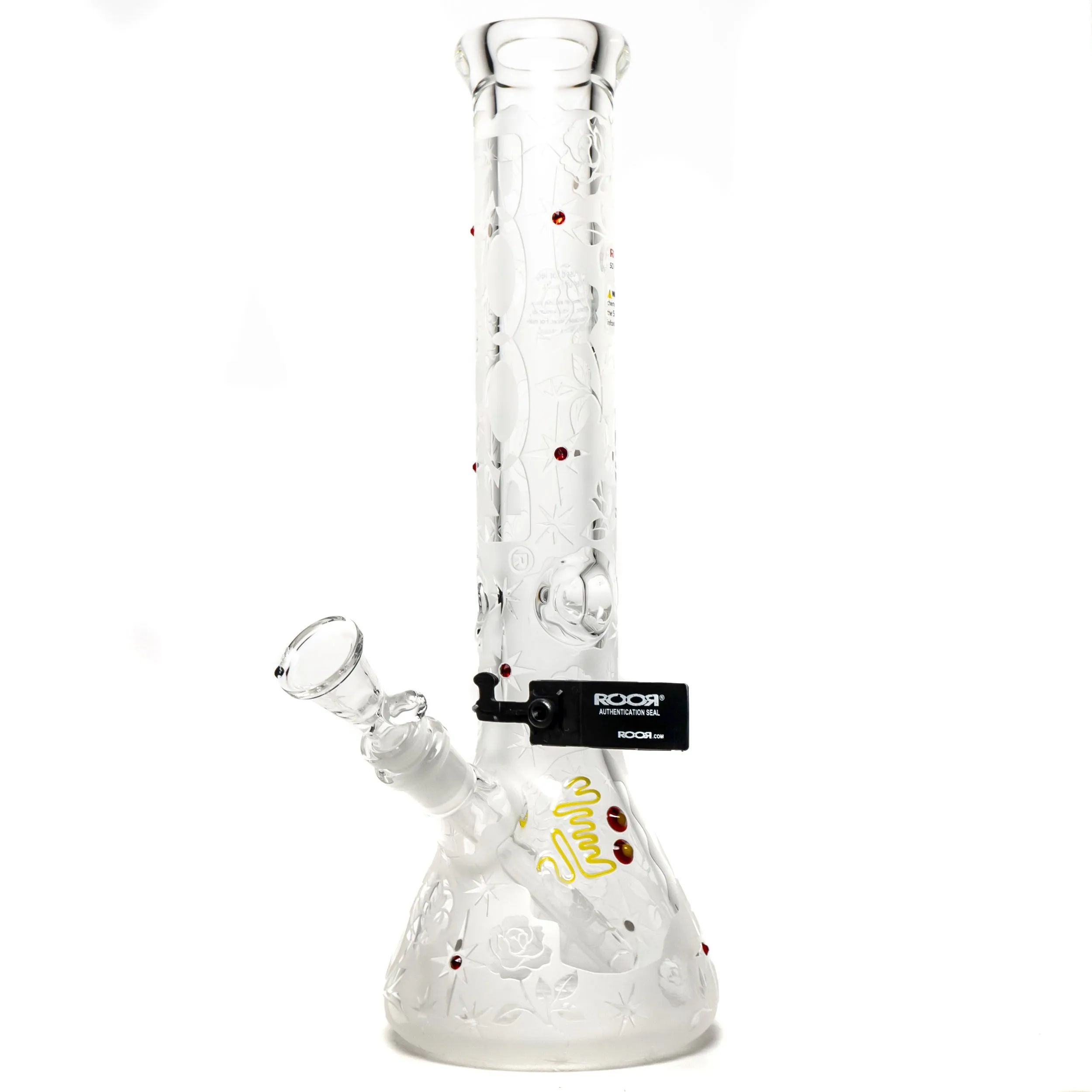 ROOR.US - 14" Custom Sandblasted Beaker - 50x9 - Swarovski - Roses