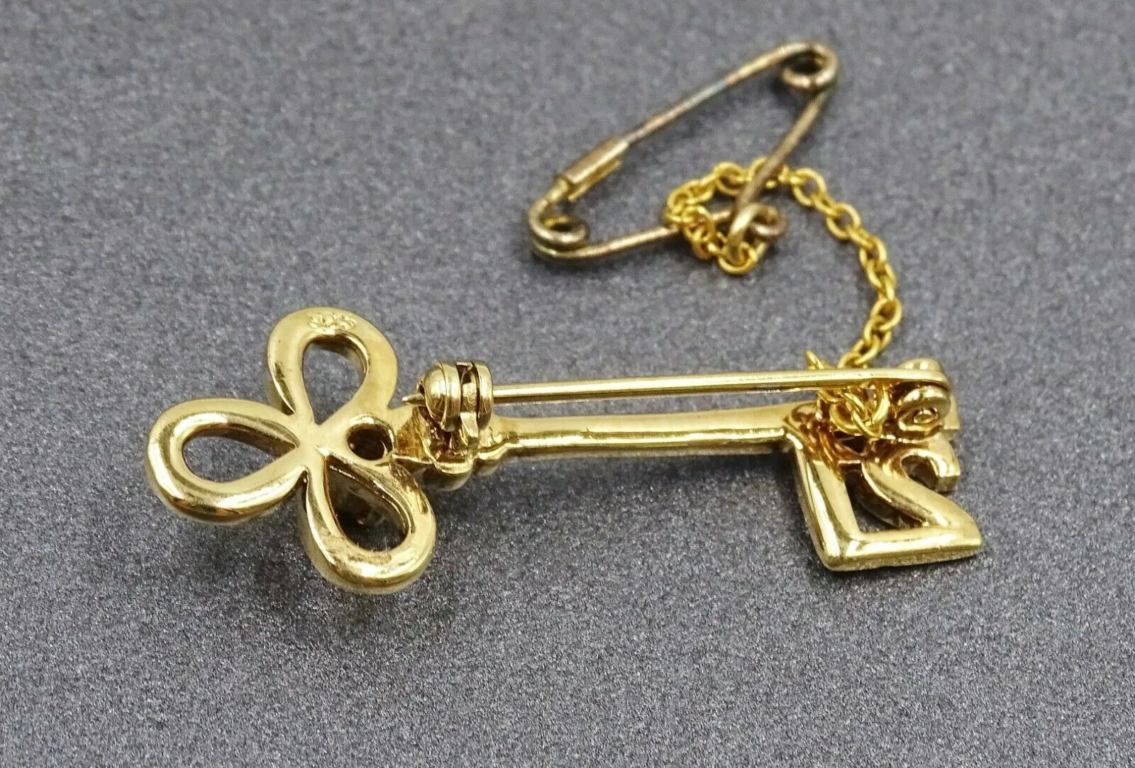 Ruby Yellow Gold Plated & 925 Sterling Silver 21st Key Brooch