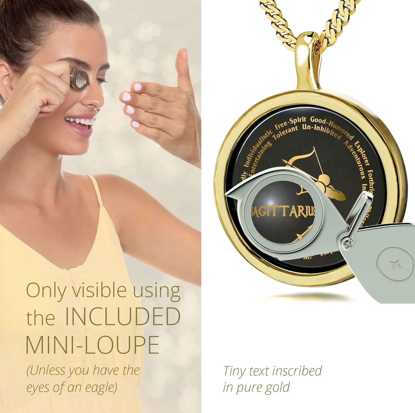 Sagittarius Necklaces for Lovers of the Zodiac 24k Gold Inscribed