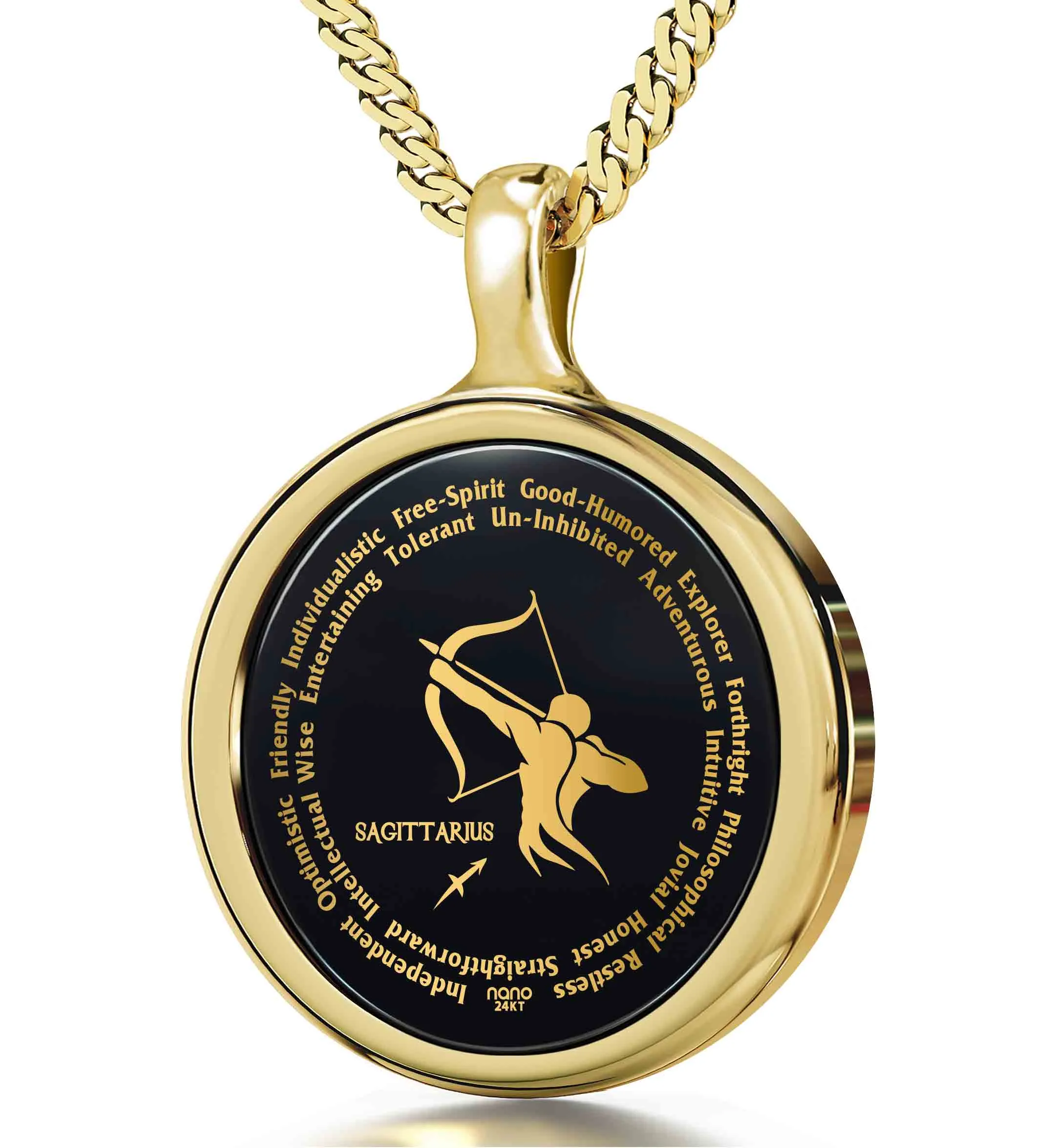 Sagittarius Necklaces for Lovers of the Zodiac 24k Gold Inscribed