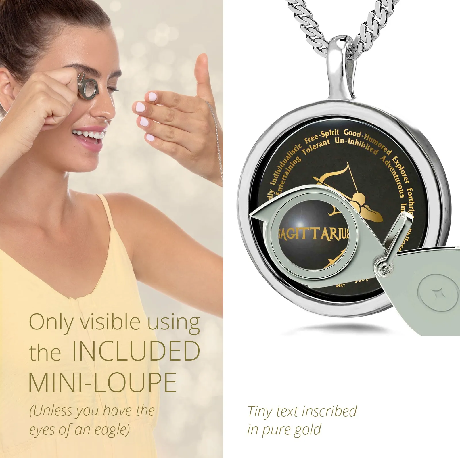 Sagittarius Necklaces for Lovers of the Zodiac 24k Gold Inscribed