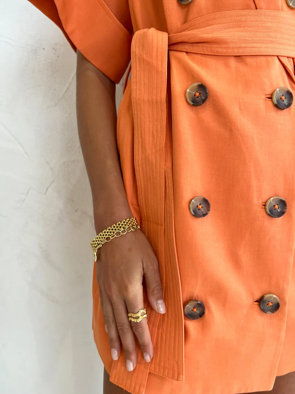 Shona Joy Sara Short Sleeve Blazer Dress in Mango