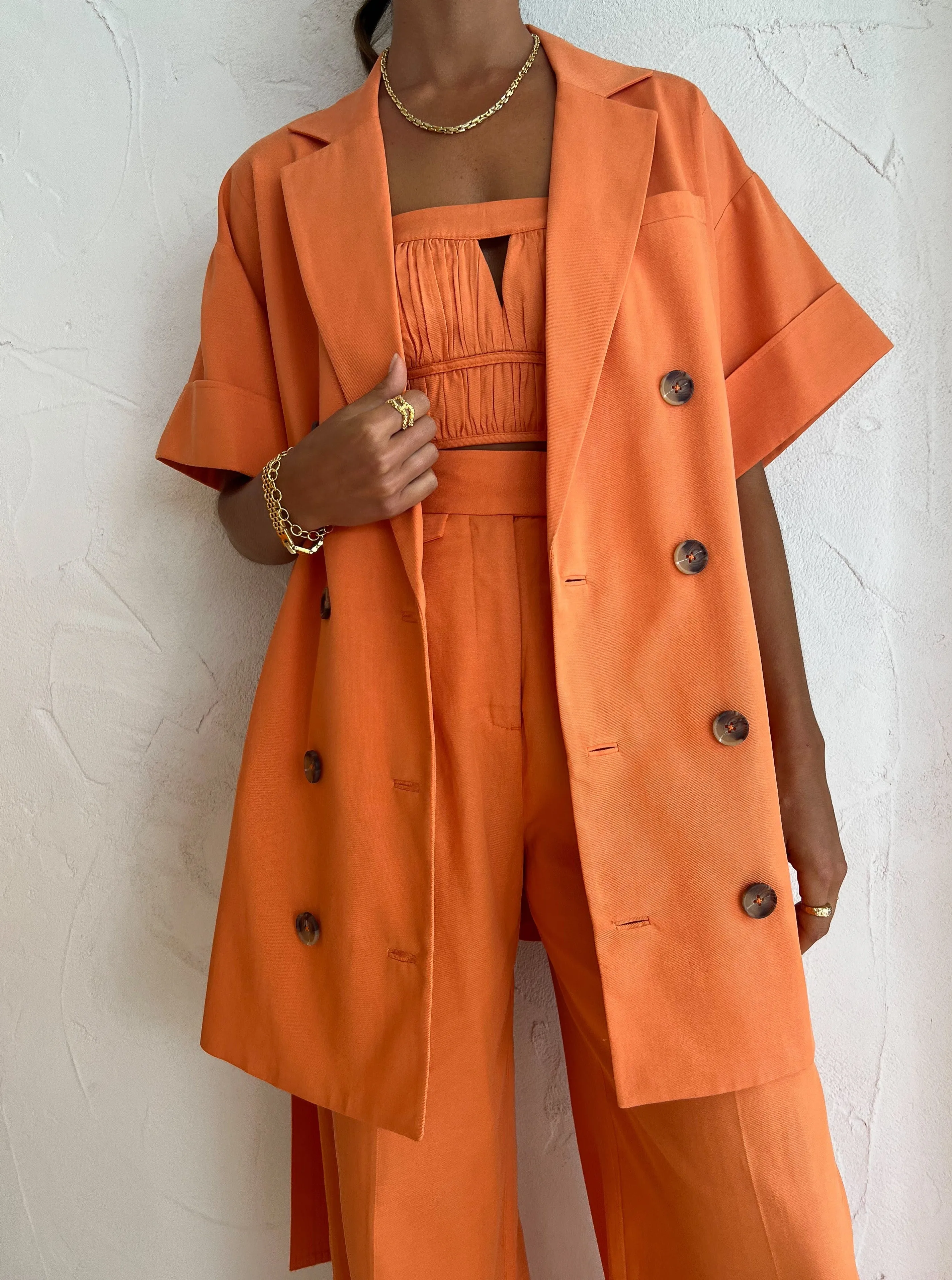Shona Joy Sara Short Sleeve Blazer Dress in Mango