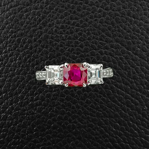 Square Ruby & Diamond Ring
