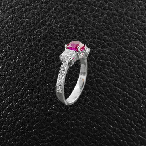 Square Ruby & Diamond Ring