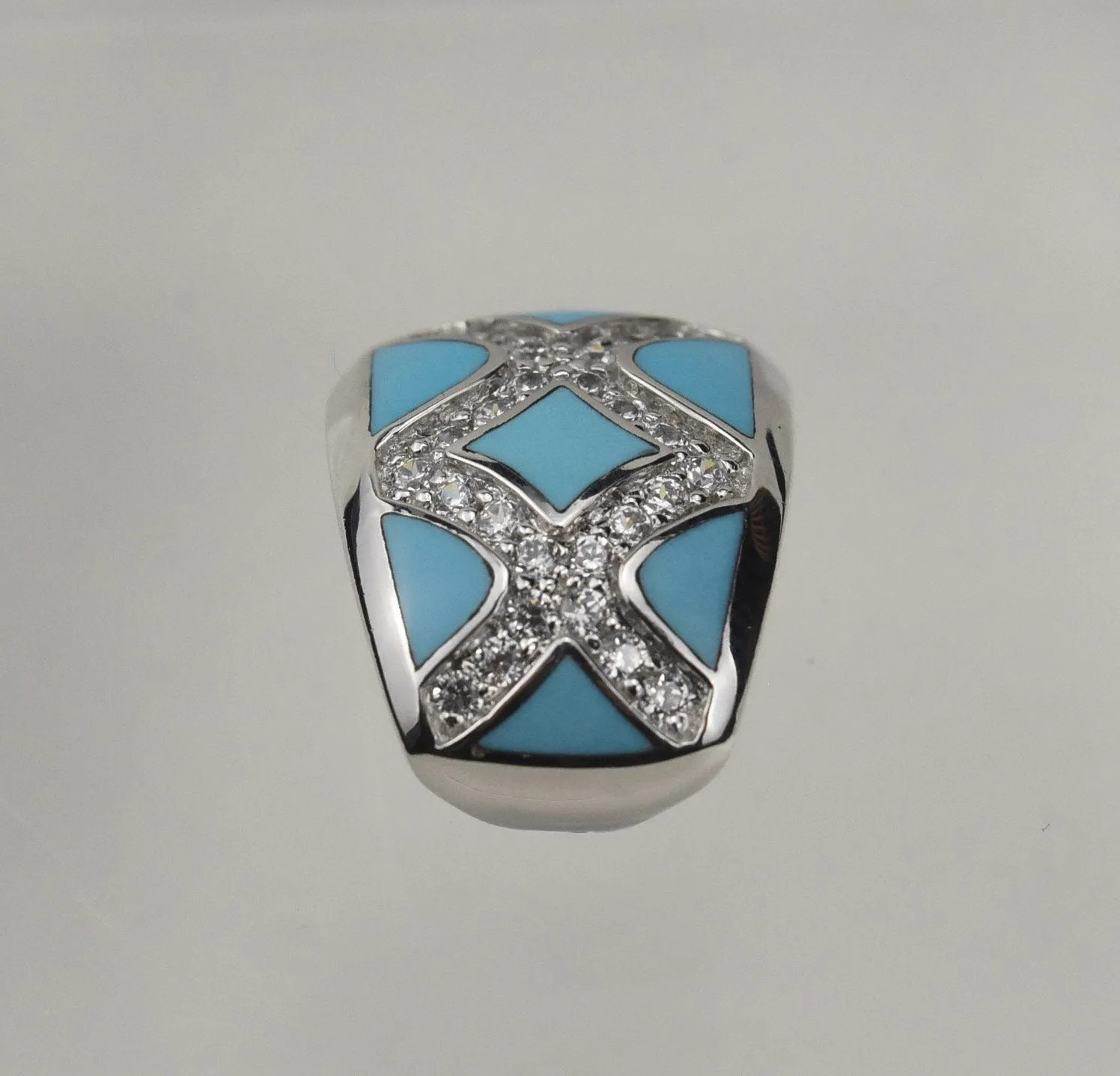 Sterling Silver Turquoise and Cubic Zirconia Hinged Pendant