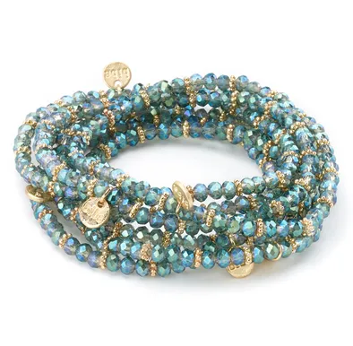 Stretch Beaded Bracelet with Gold Charms