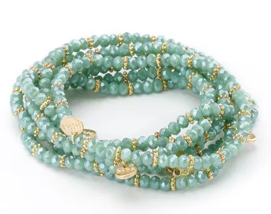 Stretch Beaded Bracelet with Gold Charms