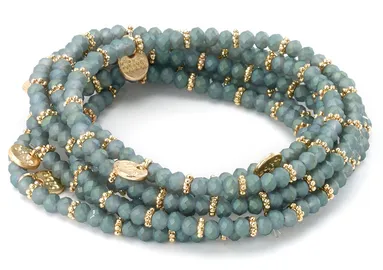 Stretch Beaded Bracelet with Gold Charms