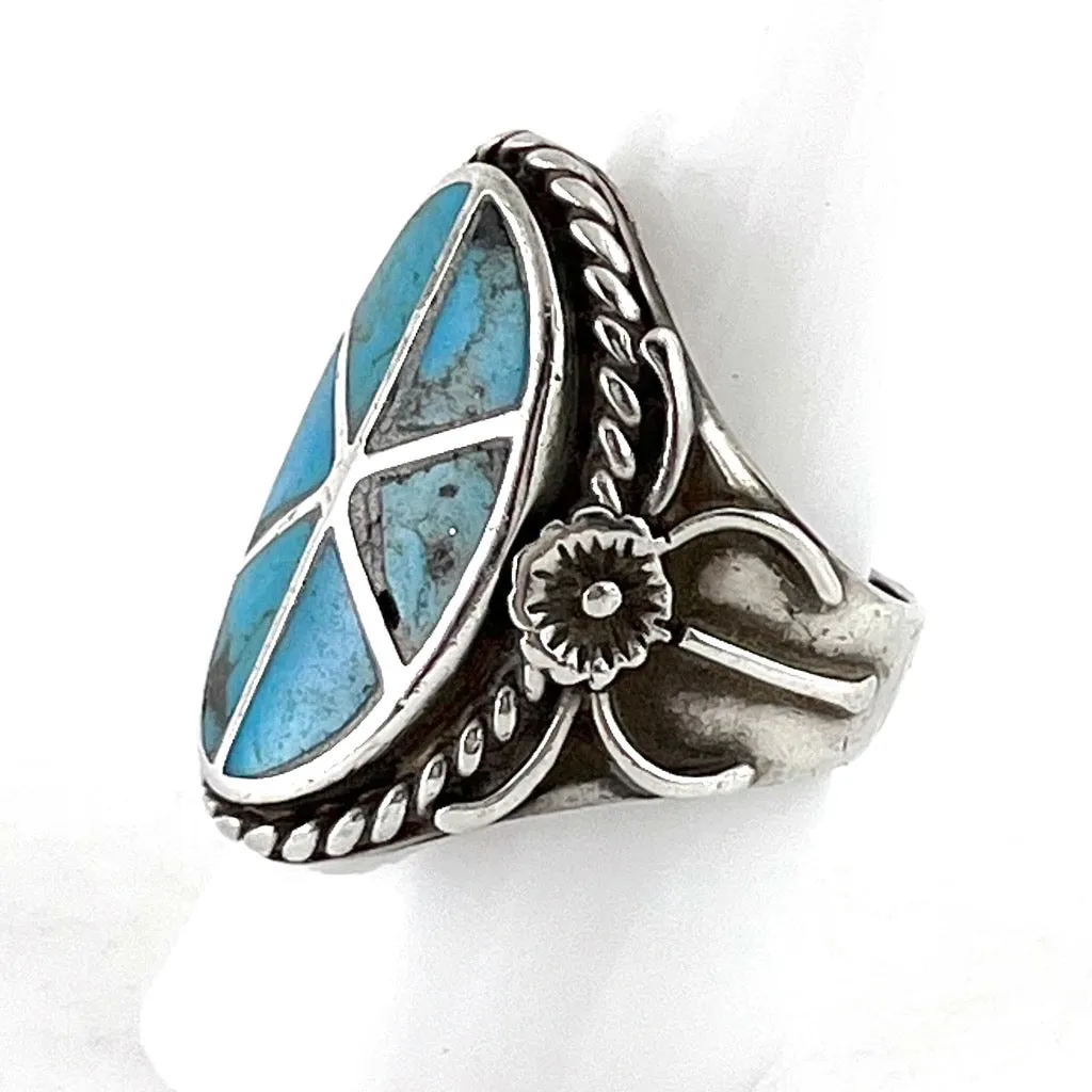 Vintage Blue Gem Inlay<br>Size: 10
