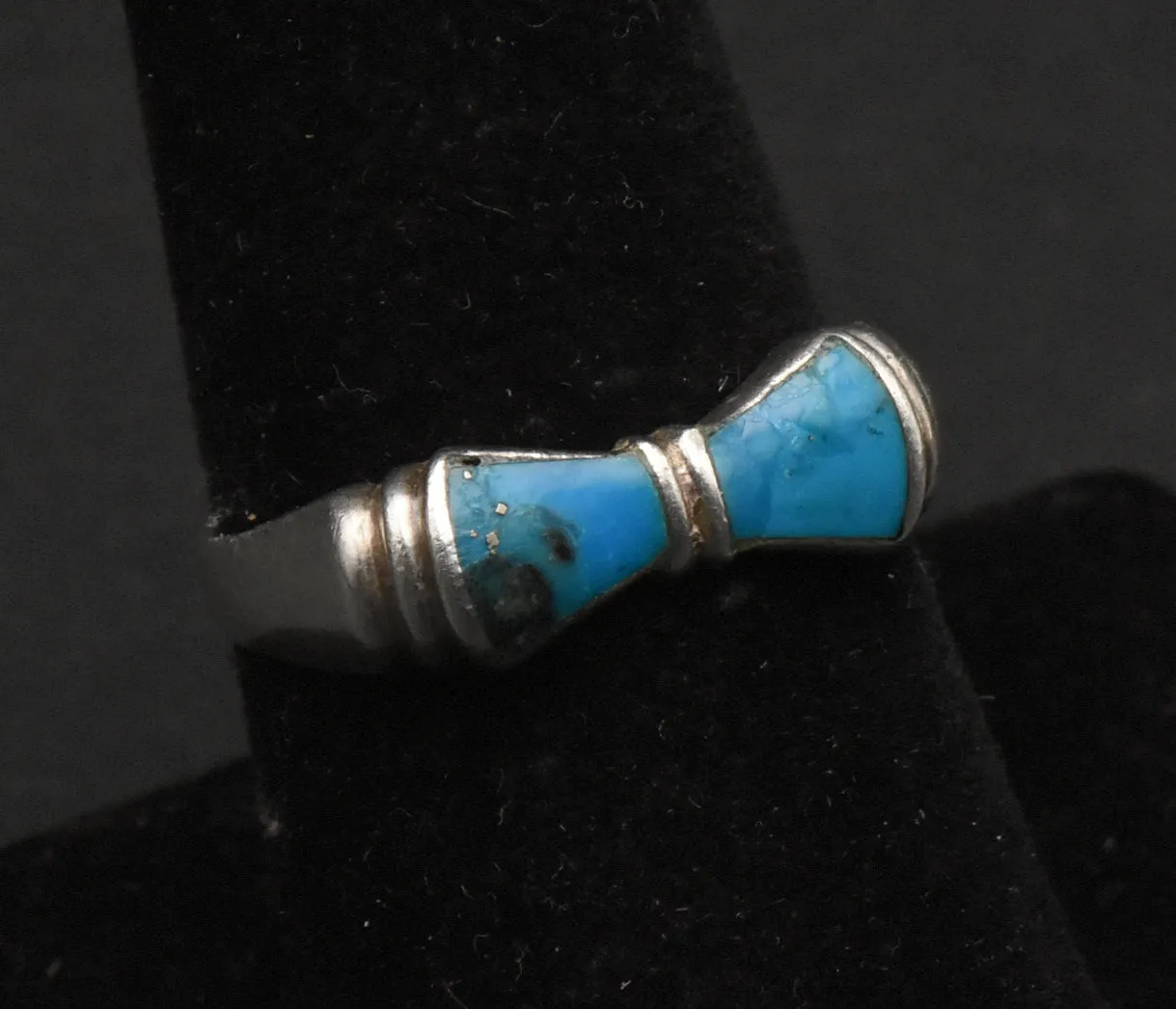 Vintage Sterling Silver Pyrite-Included Turquoise Ring - Size 8