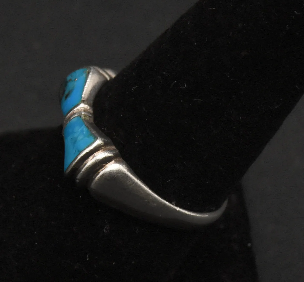 Vintage Sterling Silver Pyrite-Included Turquoise Ring - Size 8
